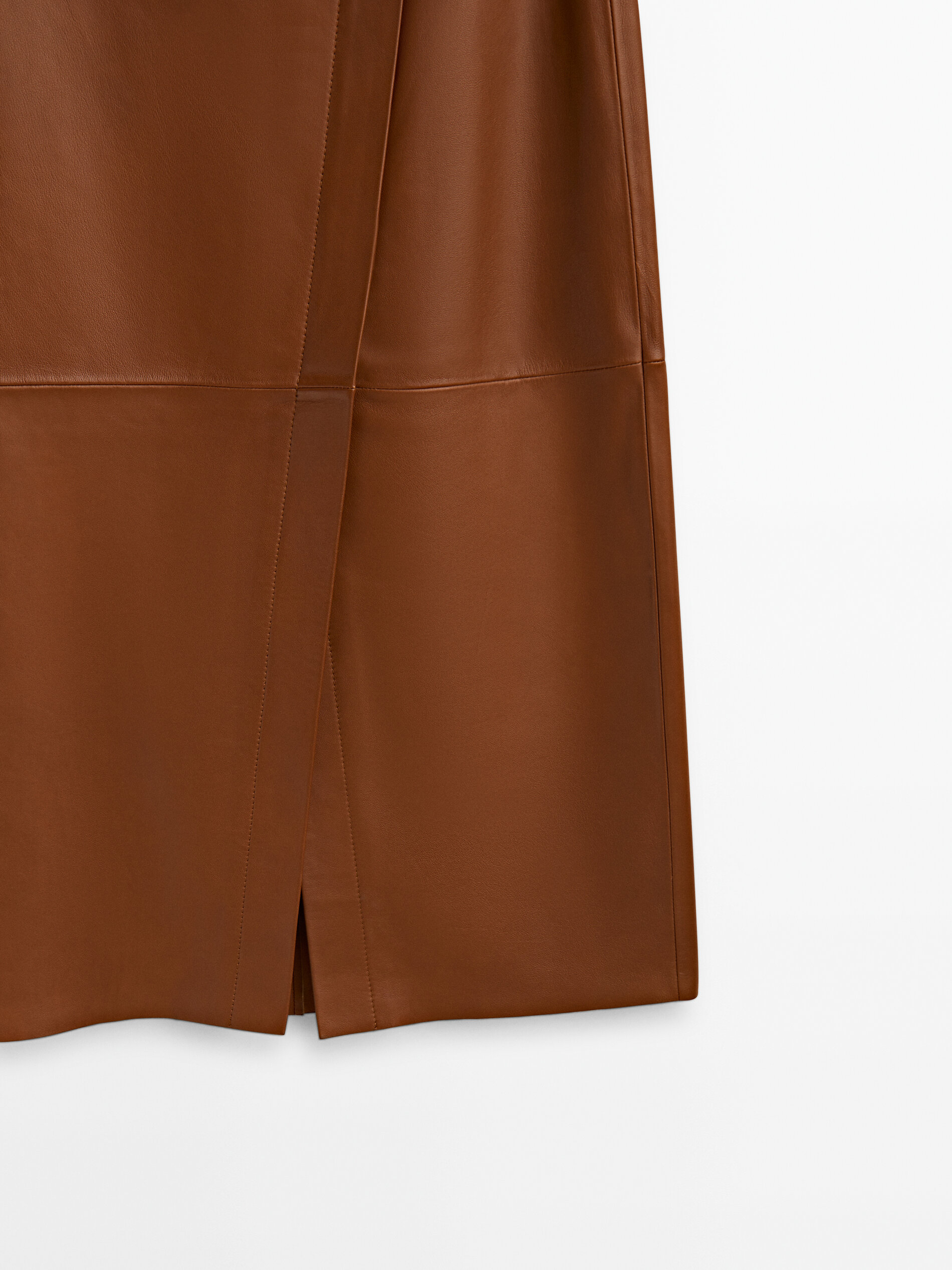 Massimo dutti 2025 brown leather skirt