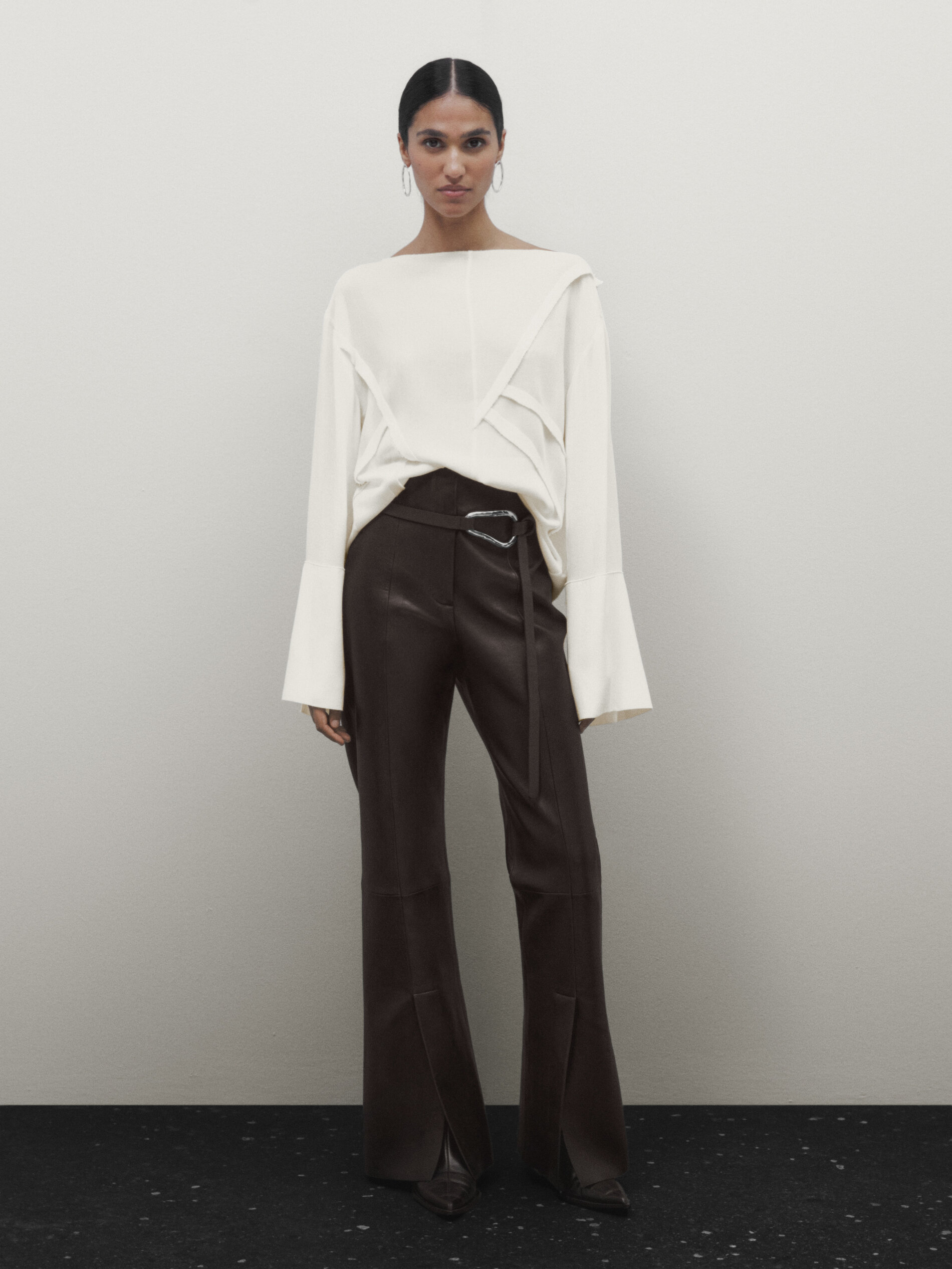 Massimo dutti leather best sale trousers