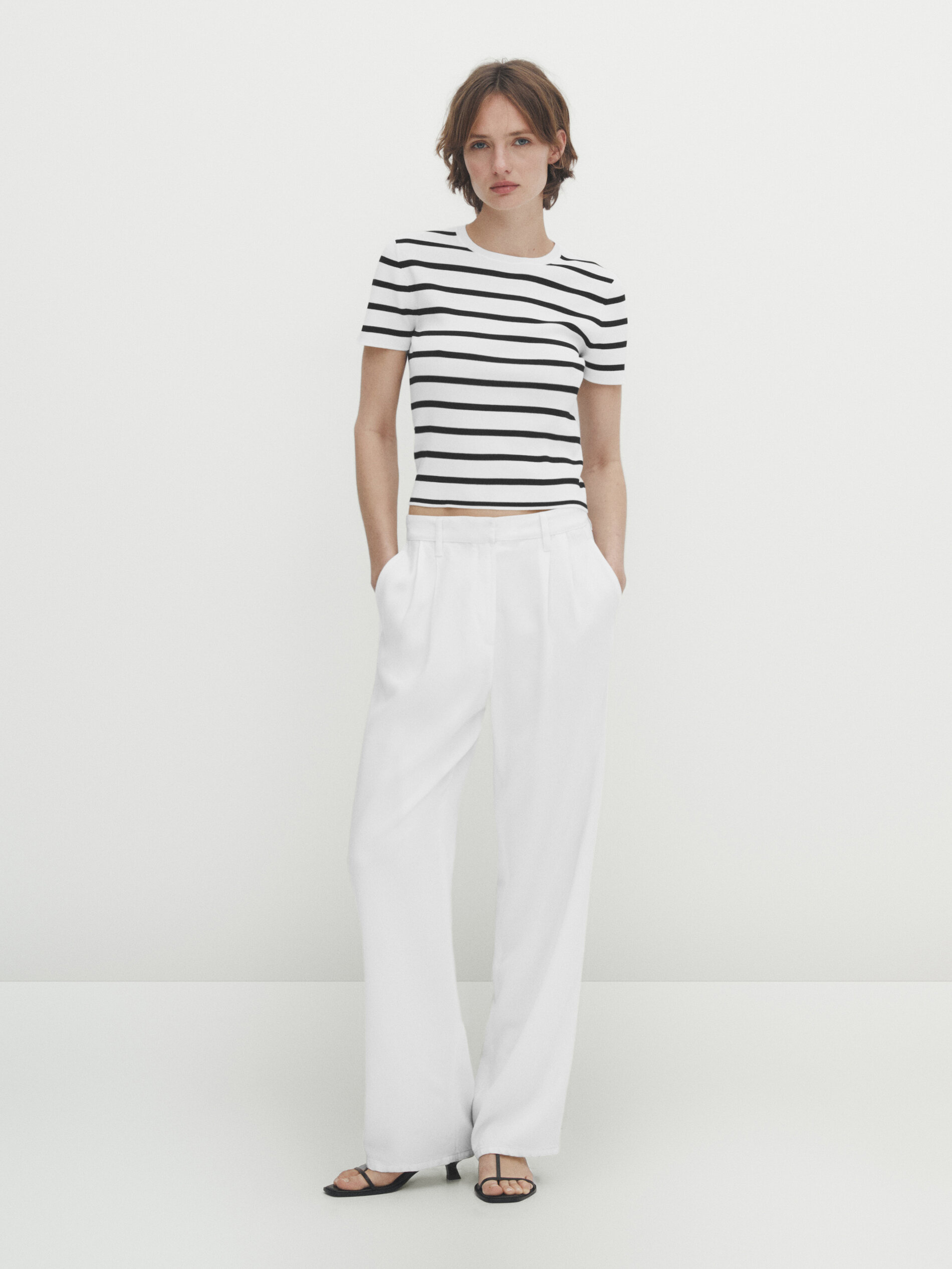 Striped short sleeve clearance sweater