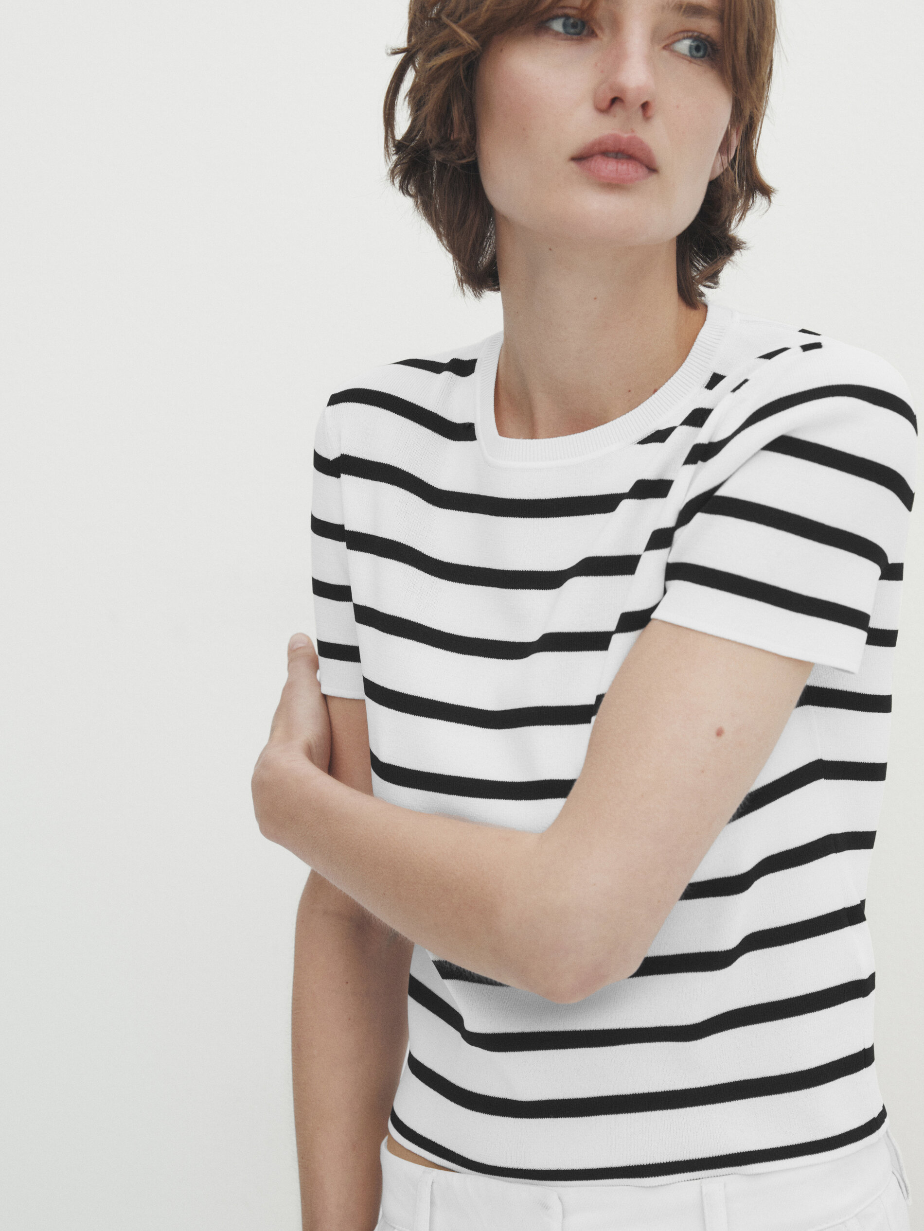 Short sleeve new arrivals striped sweater