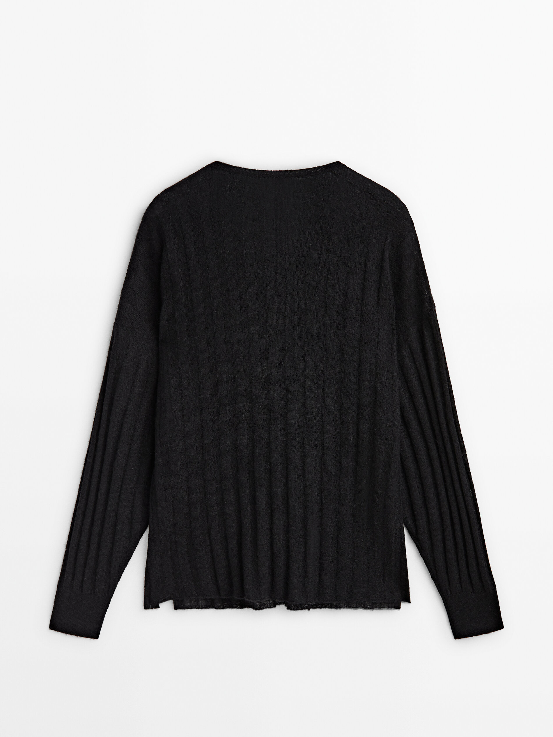Wide ribbed knit cape sweater · Black, Grey Marl · Sweaters And