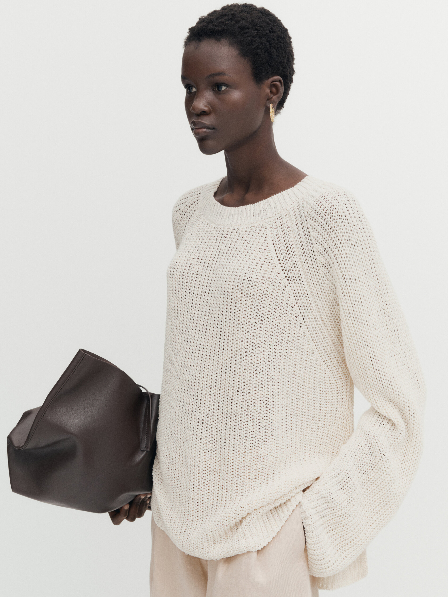 Linen knit top sweater