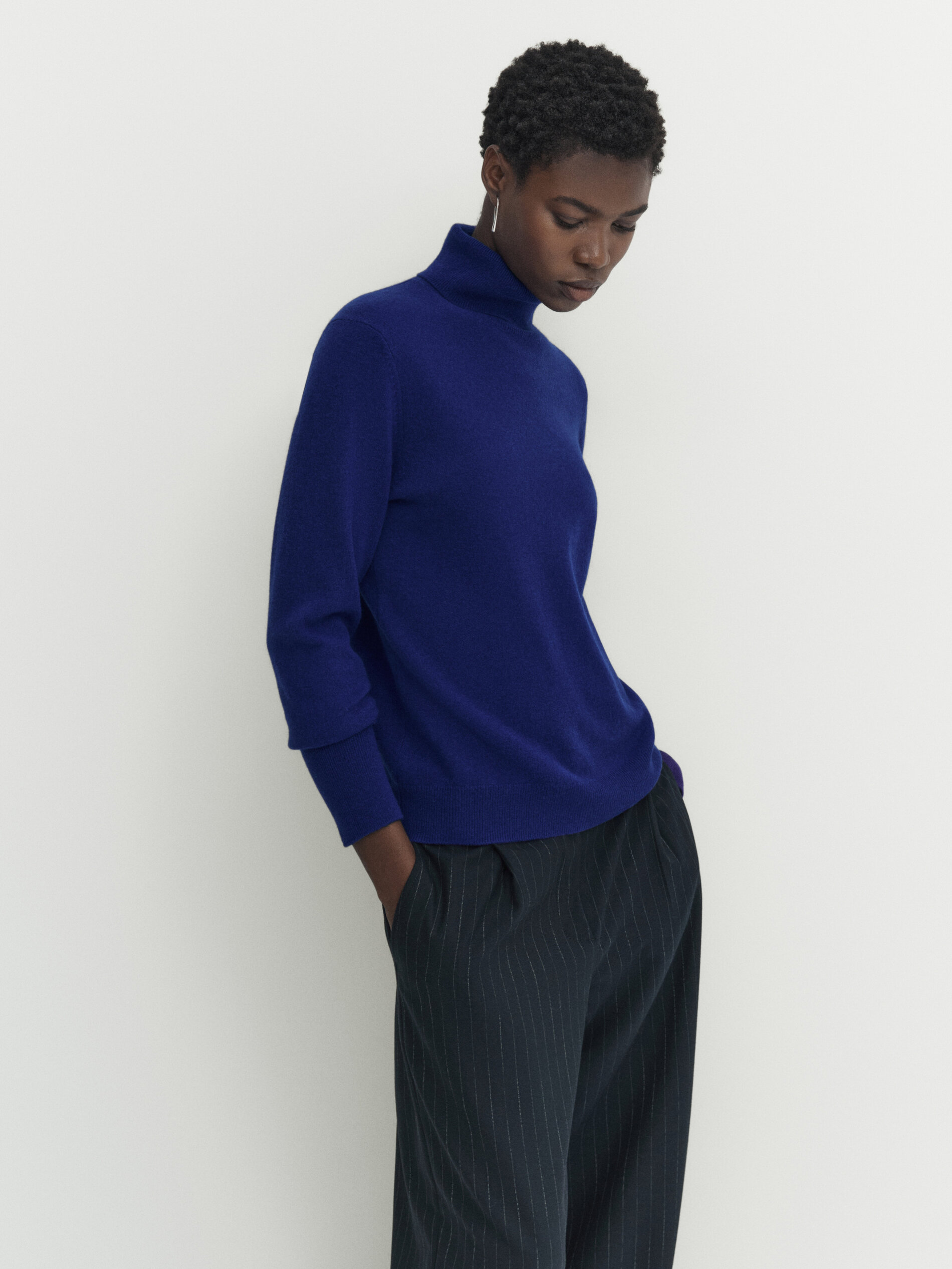 Navy blue polo neck jumper hotsell