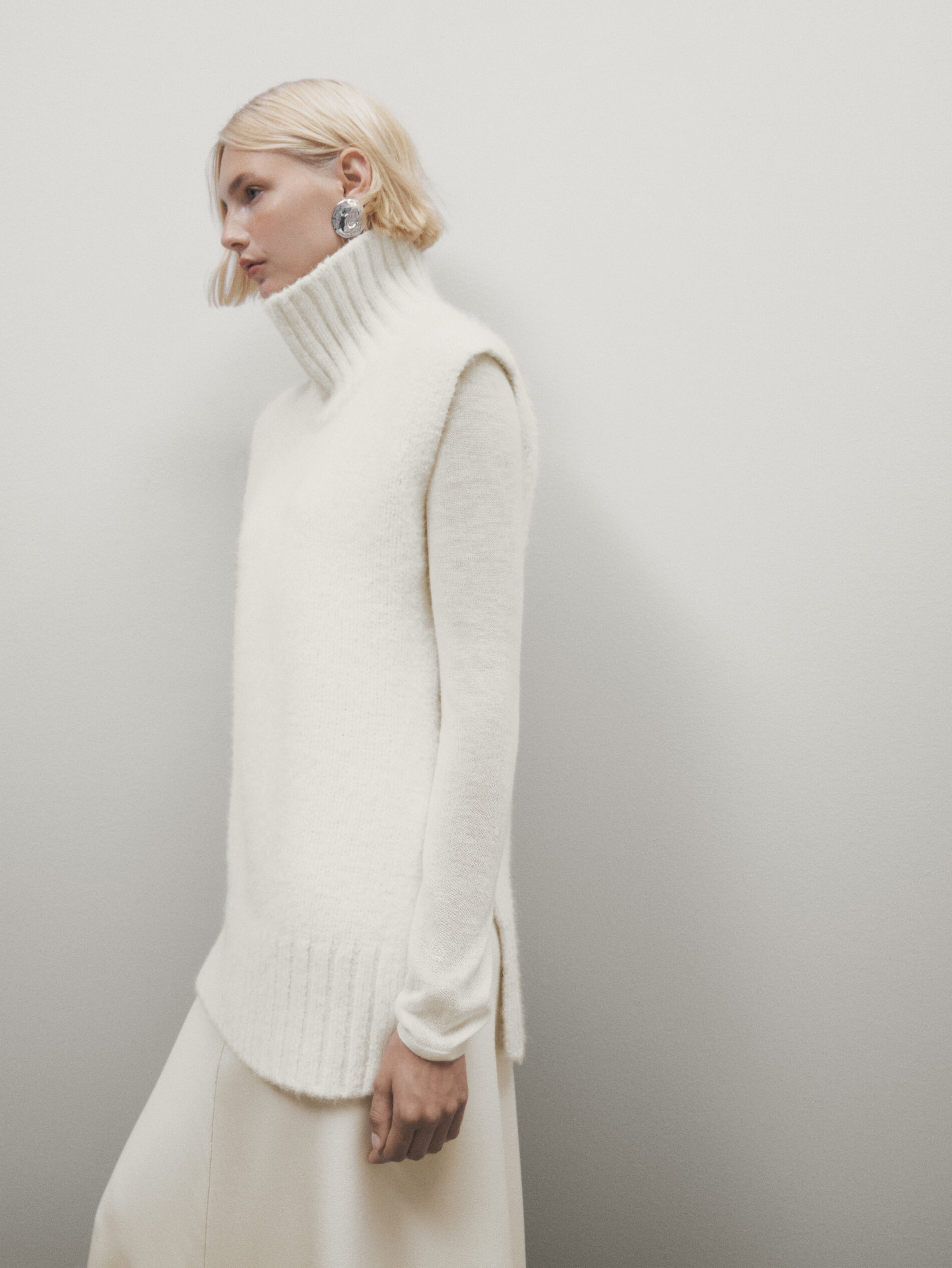Knit high clearance neck sweater