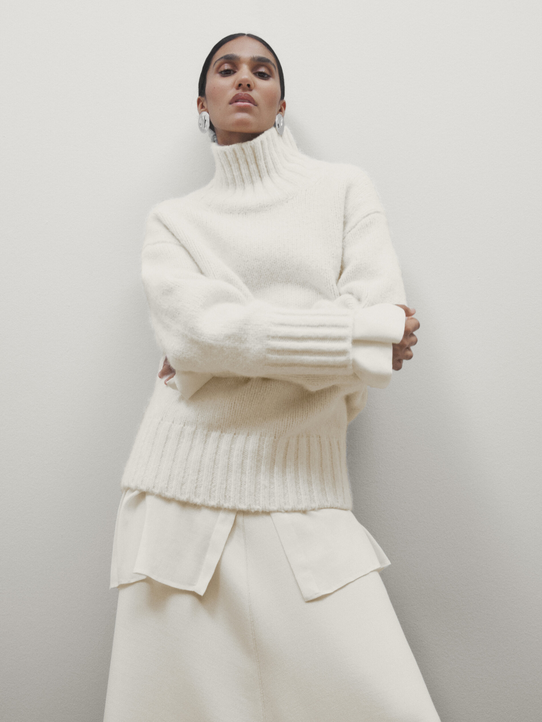 Knit high neck sweater - Limited Edition · Cream, Black · Sweaters
