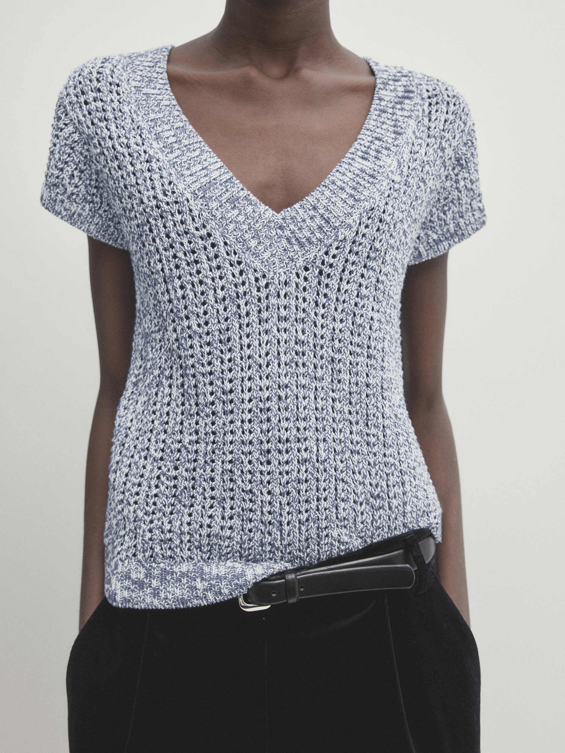 Men's v neck cheap short sleeve sweater