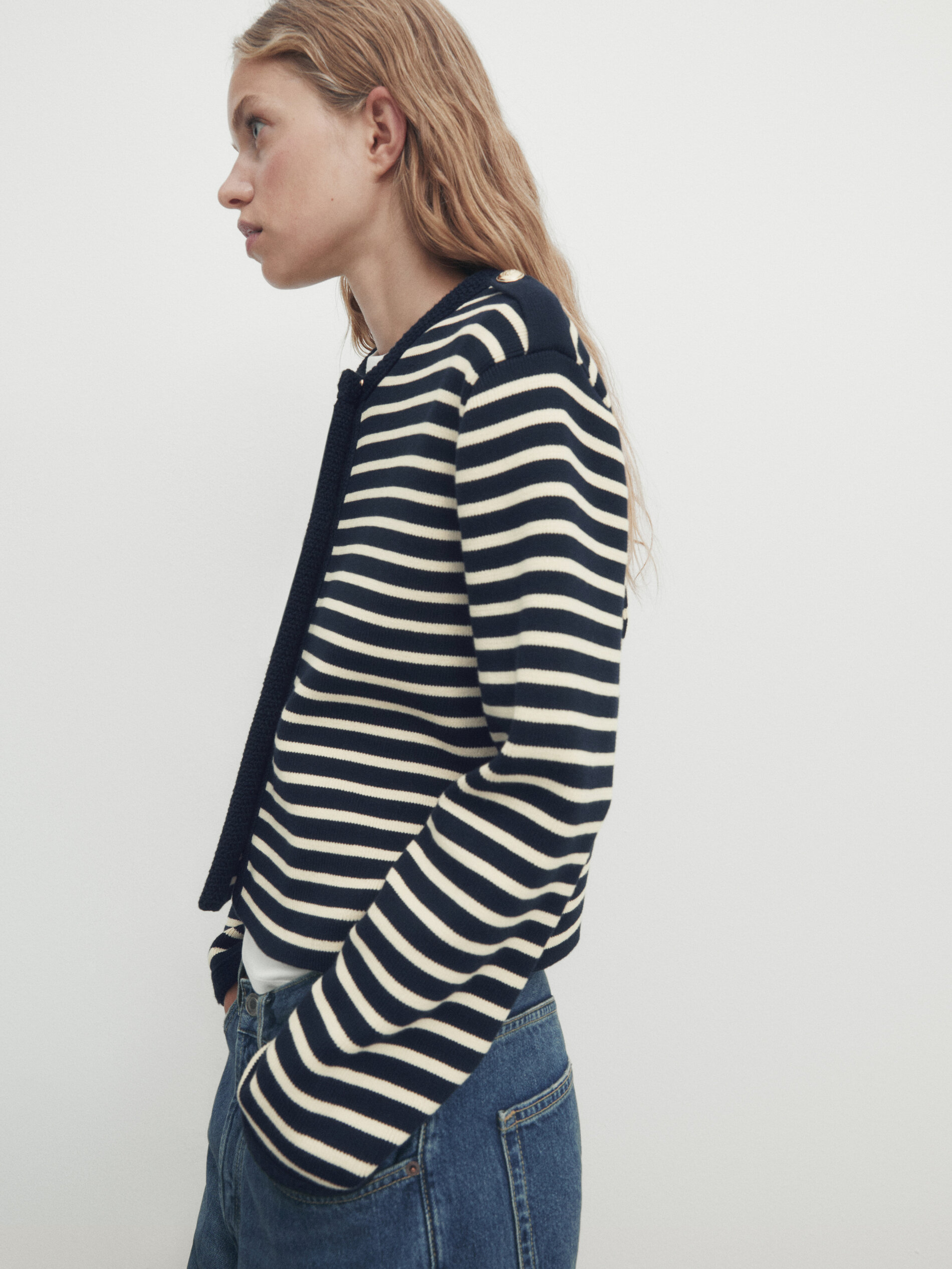 Navy striped on sale cardigan