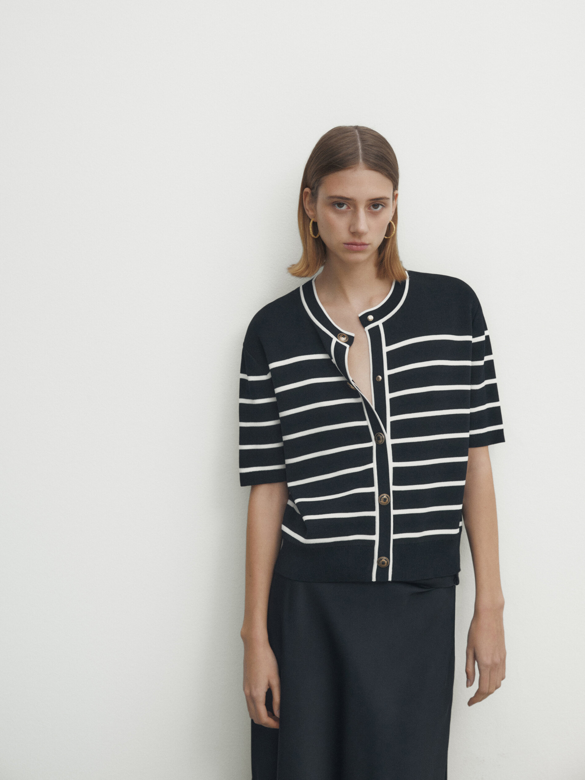 Navy short 2025 sleeve cardigan