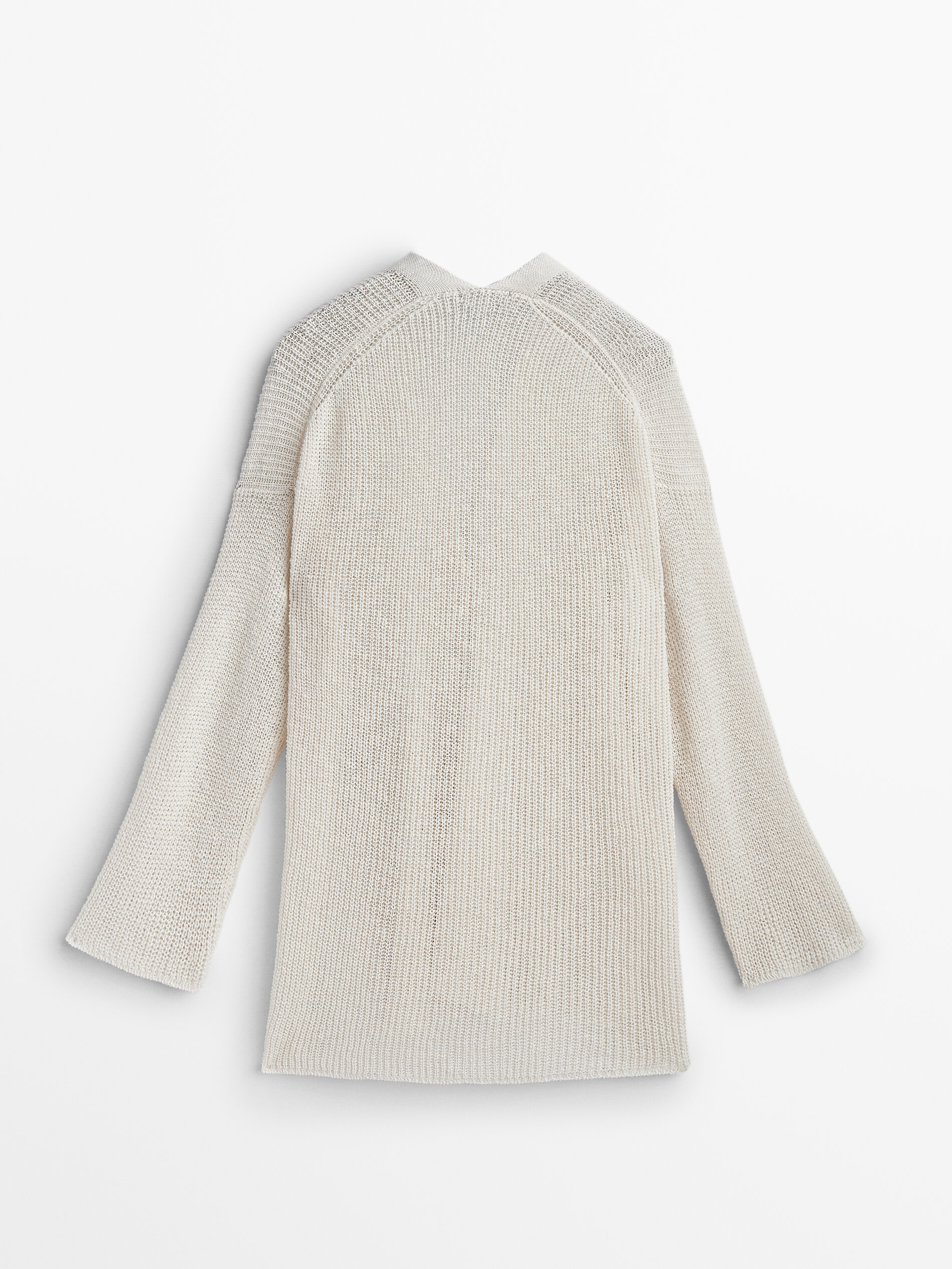 Purl knit cardigan with vents · Cream · Sweaters And Cardigans