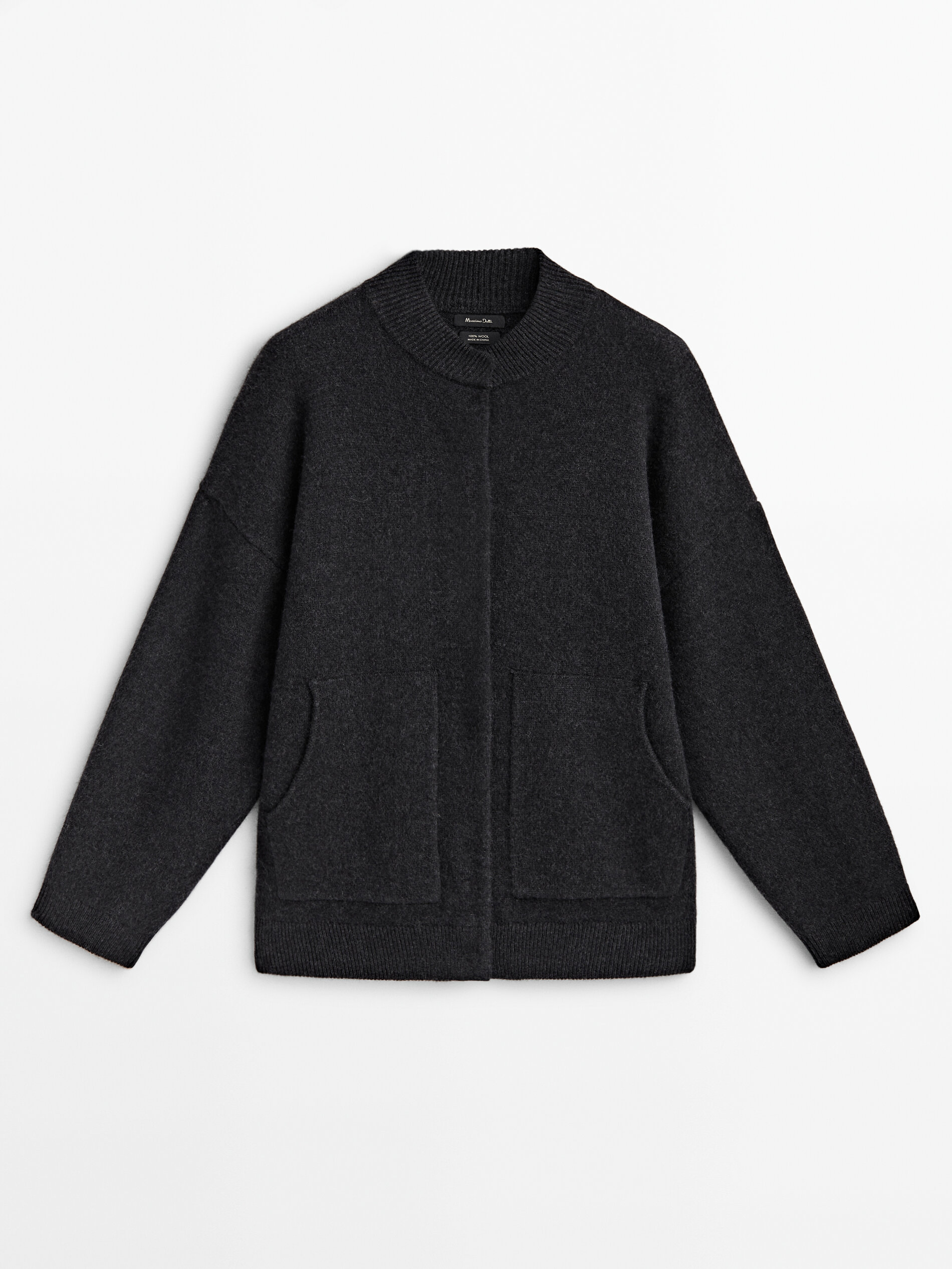 100% wool knit bomber jacket