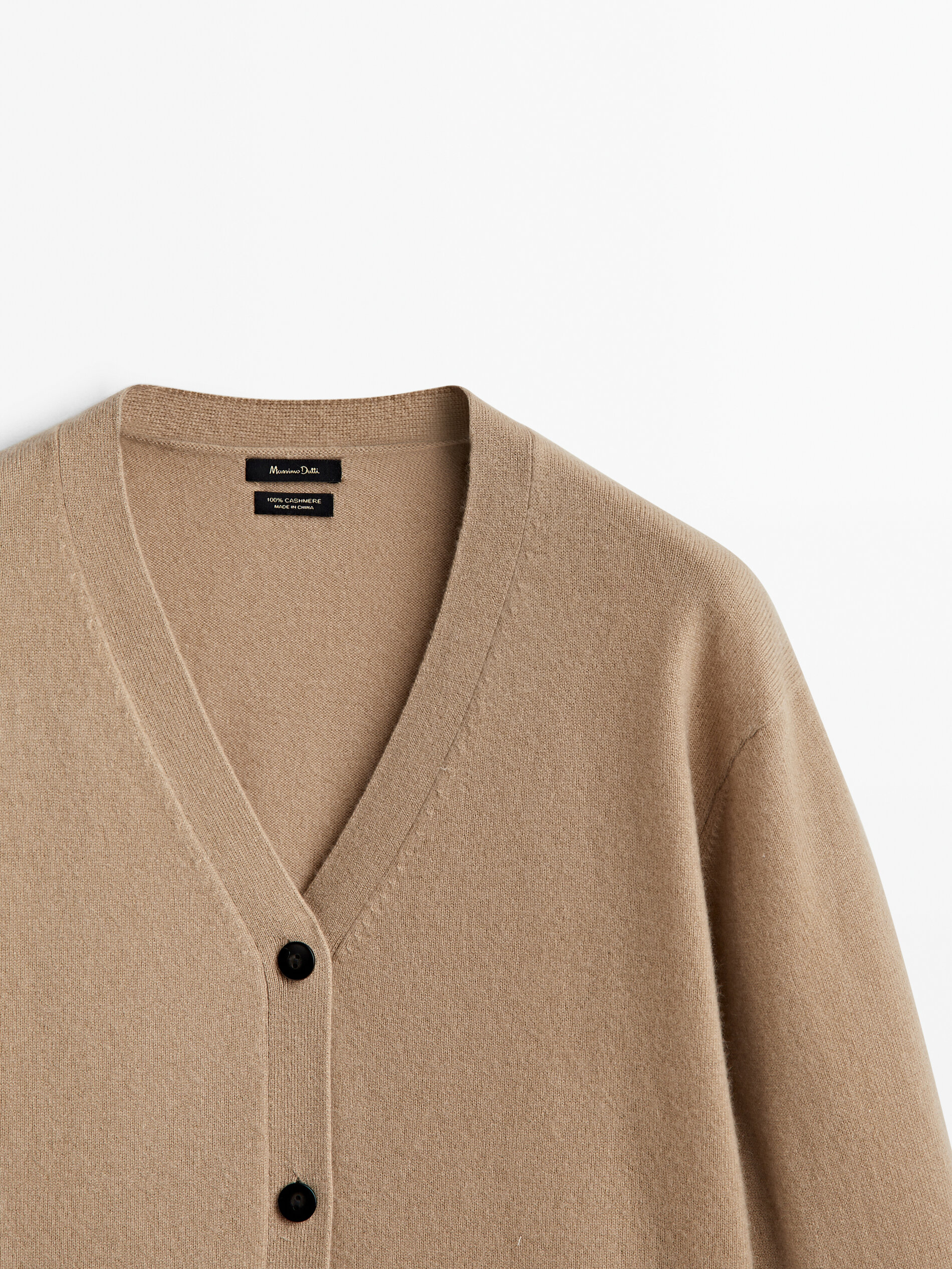 100% cashmere V-neck cardigan - Massimo Dutti