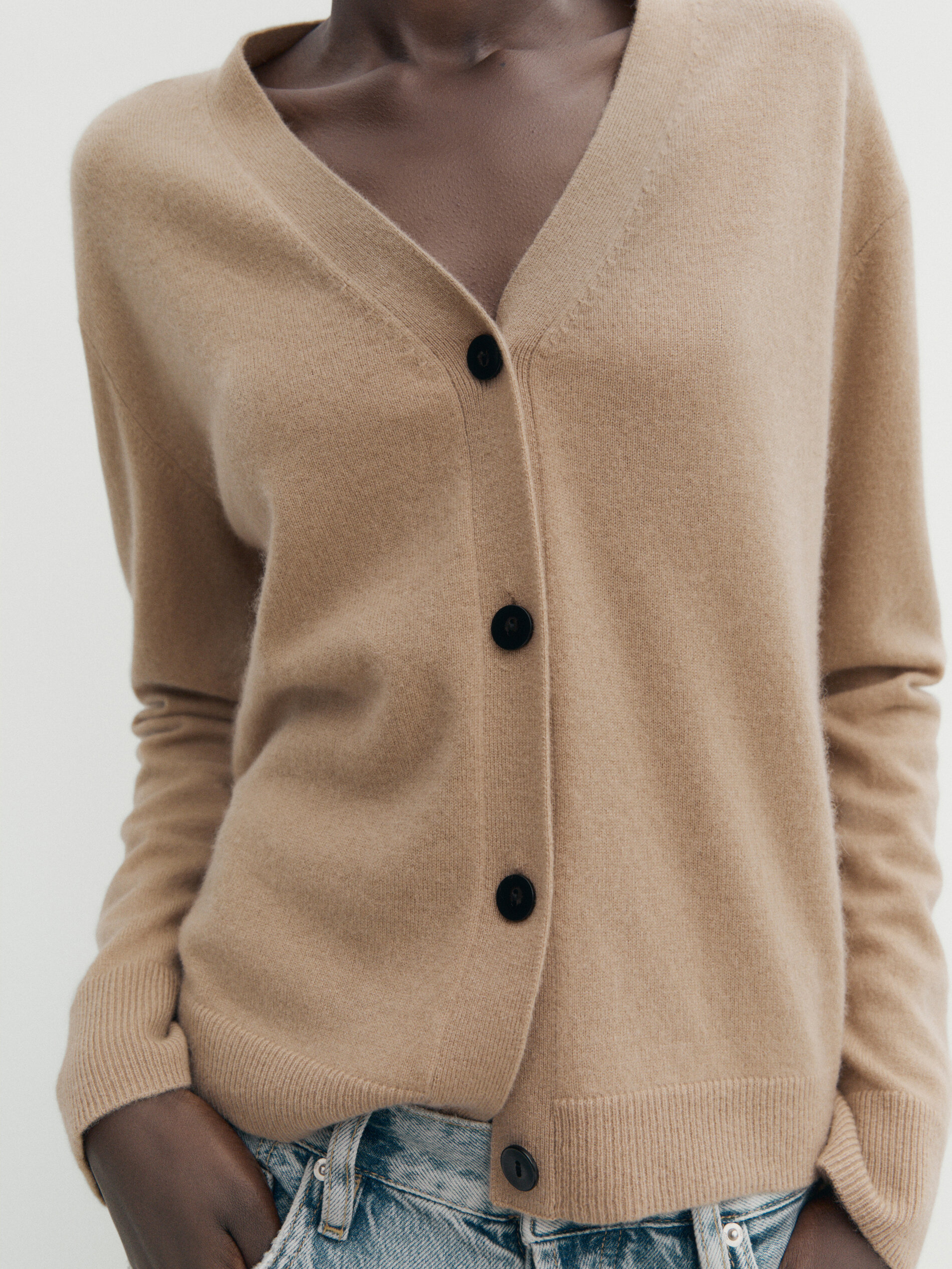 100% cashmere V-neck cardigan · Camel, Grey Marl · Sweaters And