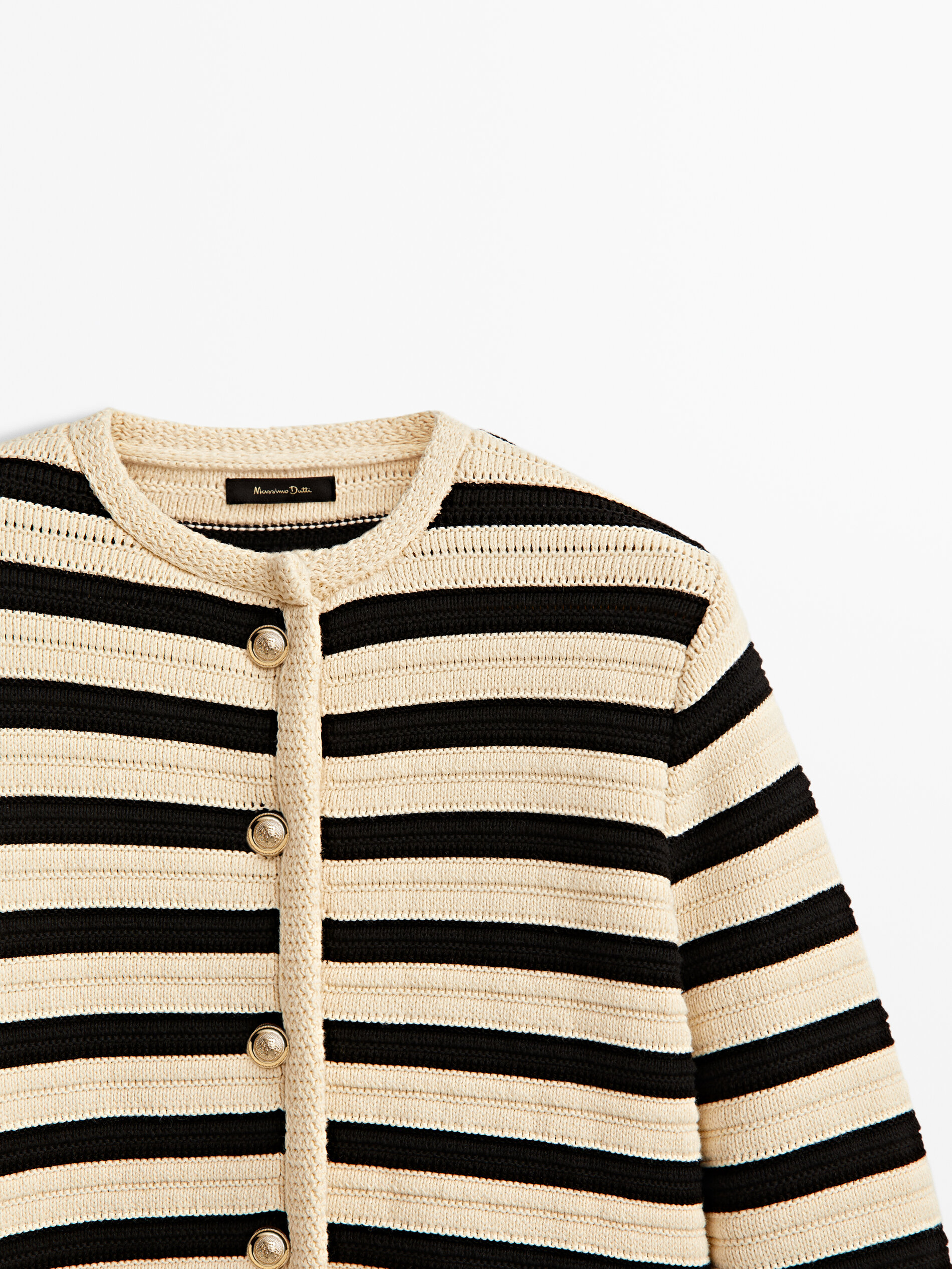 Striped outlet knit cardigan
