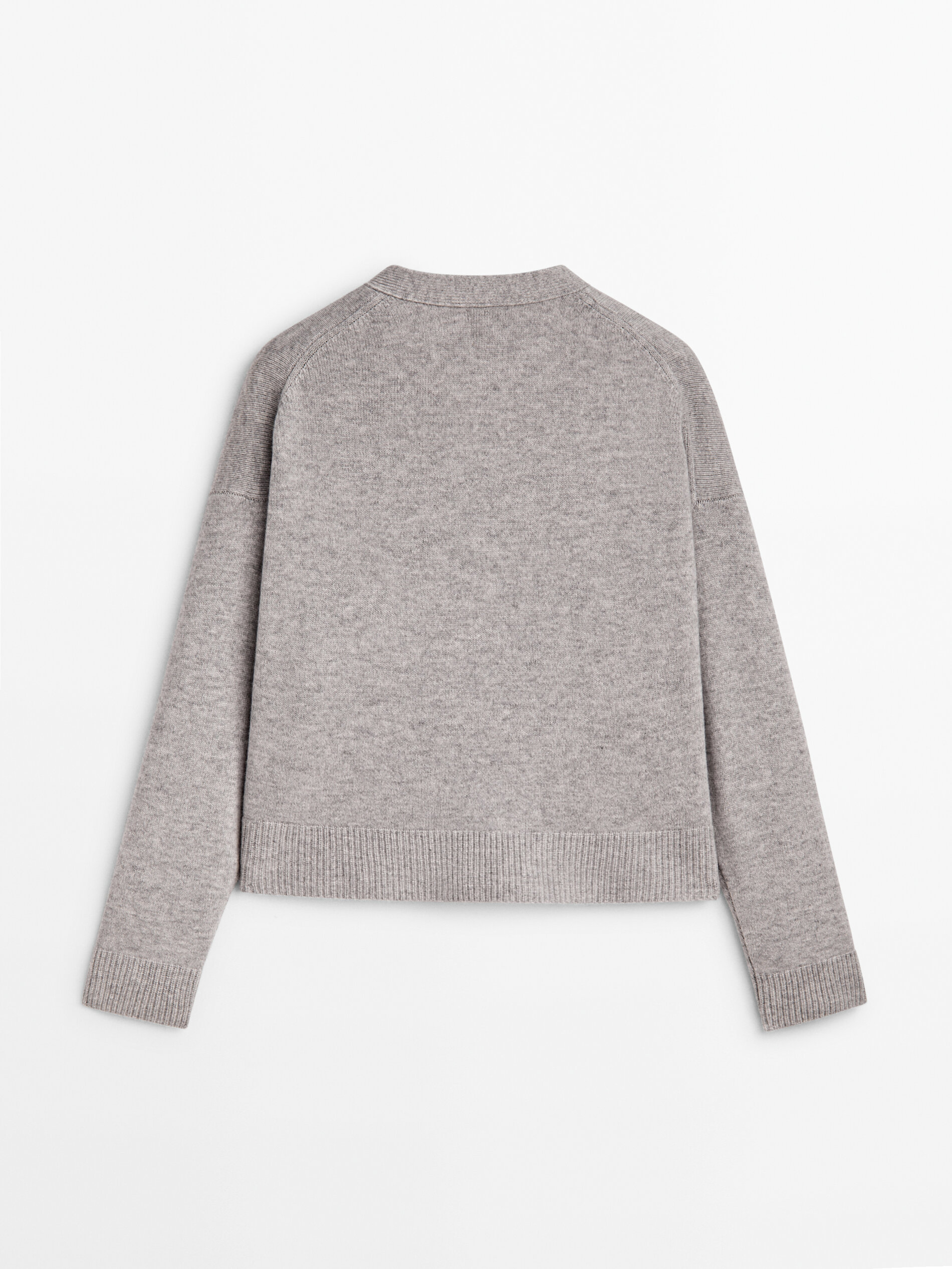 Wool blend knit cardigan · Grey Marl, Navy Blue · Sweaters And