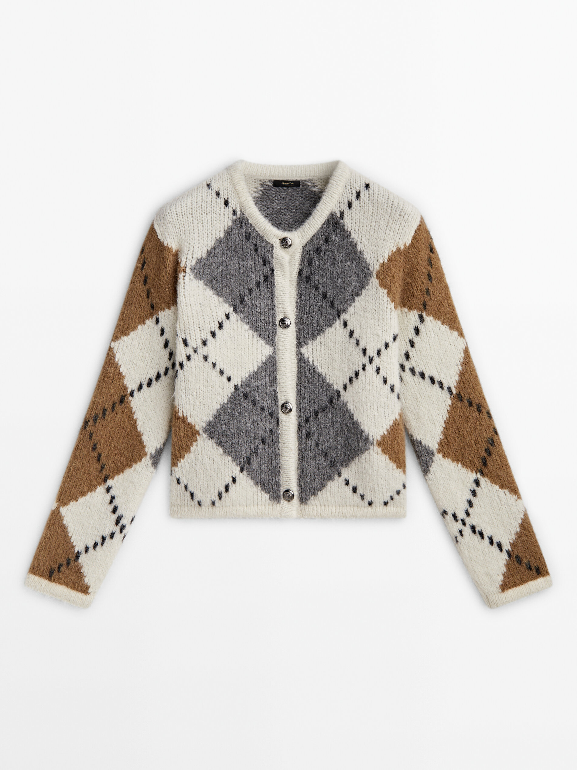 Diamond knit cardigan · Cream · Sweaters And Cardigans | Massimo Dutti