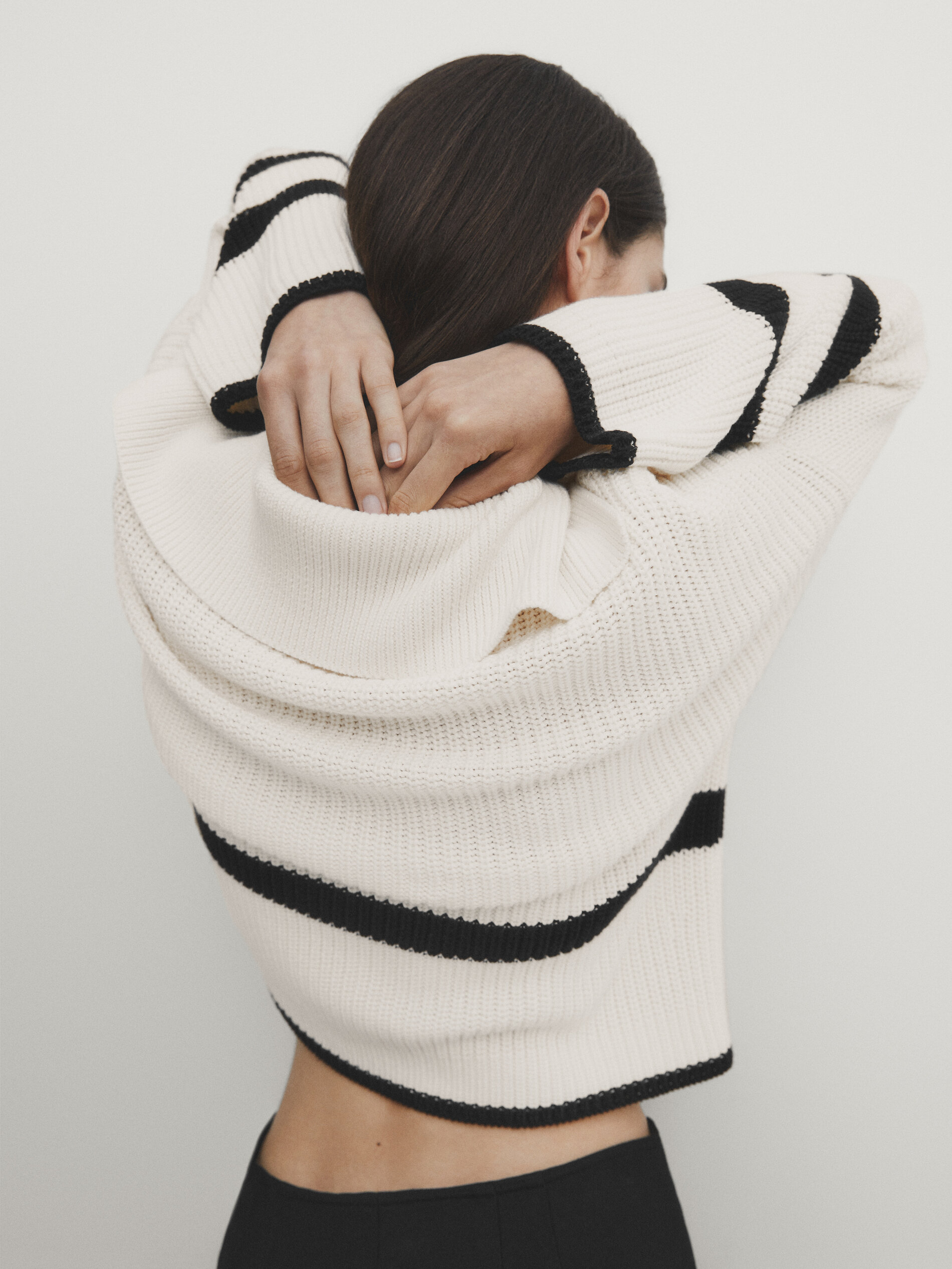 Striped sweater with polo collar - Massimo Dutti