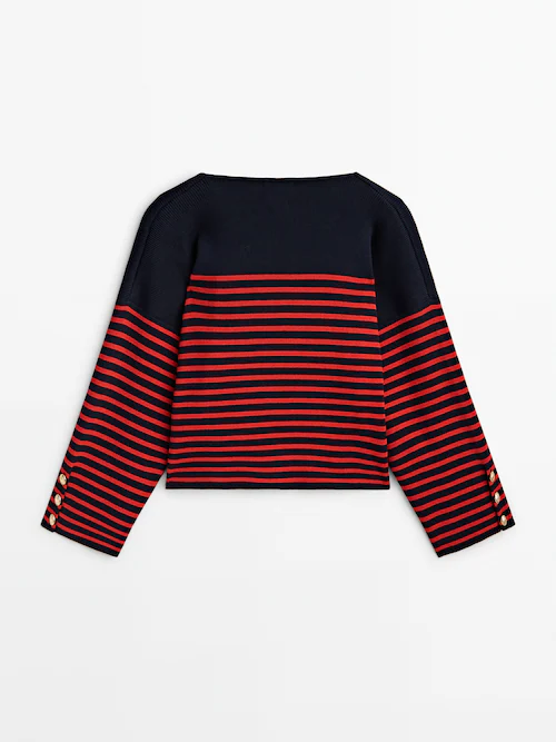 Dutti Massimo · · Striped with button And details Cardigans Red | sweater Sweaters