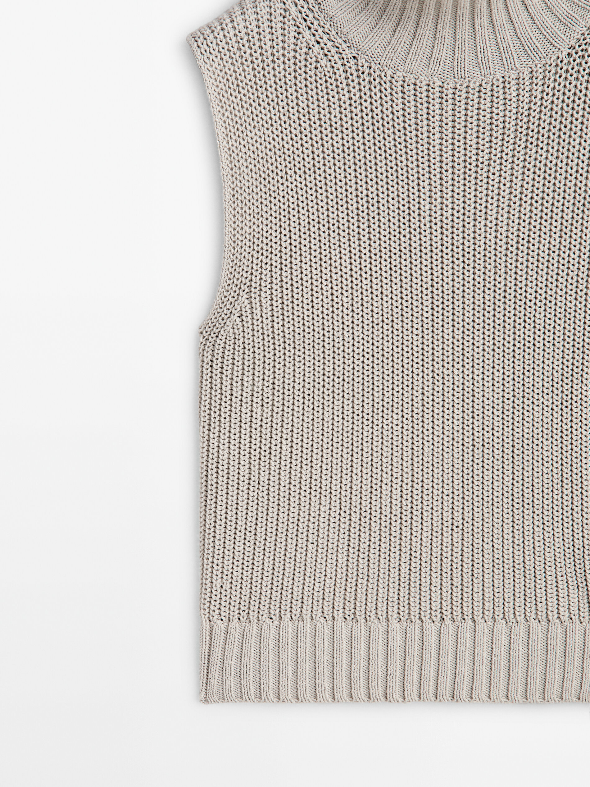 Purl knit vest with a mock turtleneck Stone Sweaters And