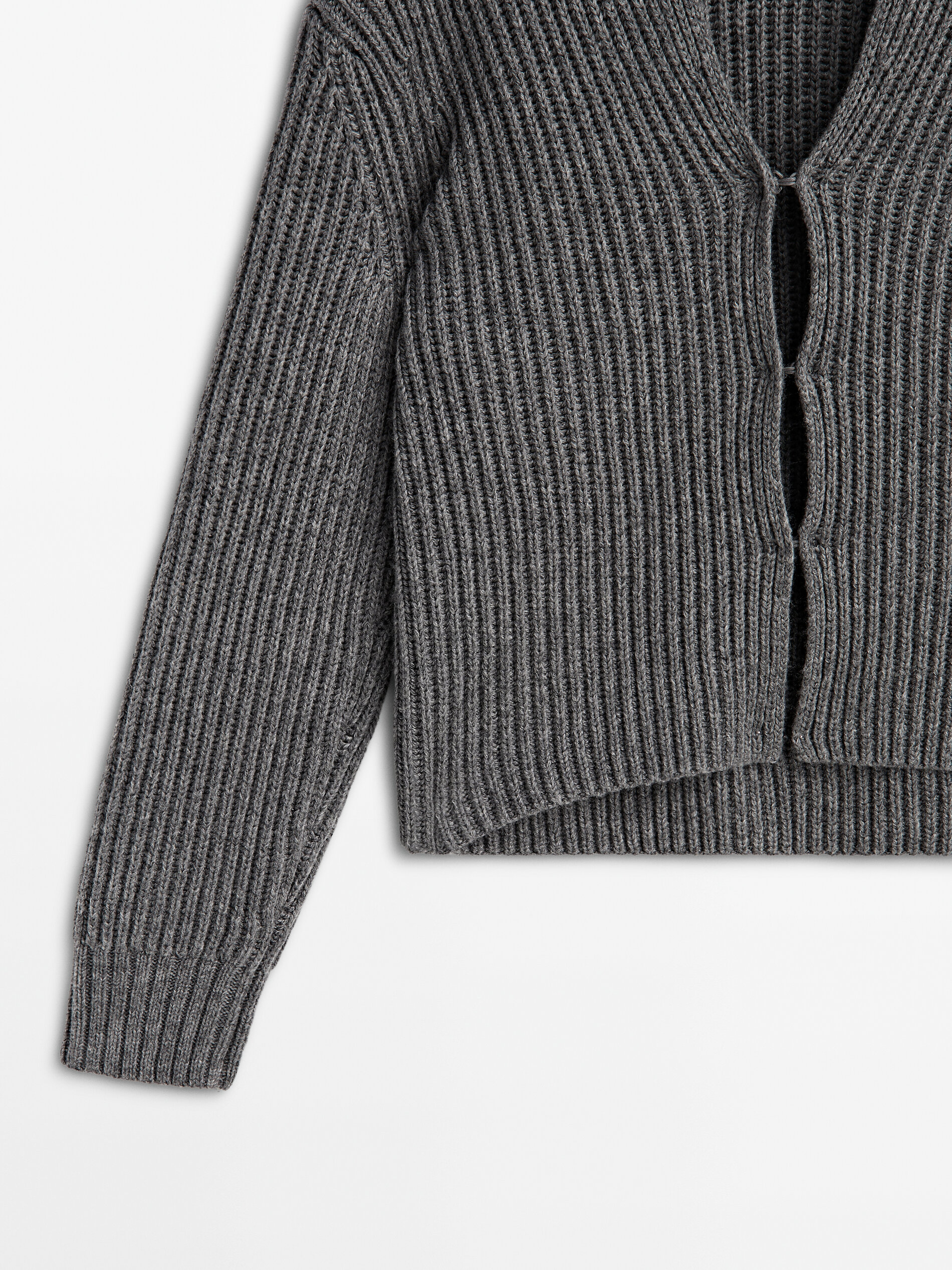 C rdigan de punto perlado Gris Crudo Tops Y Otras Prendas