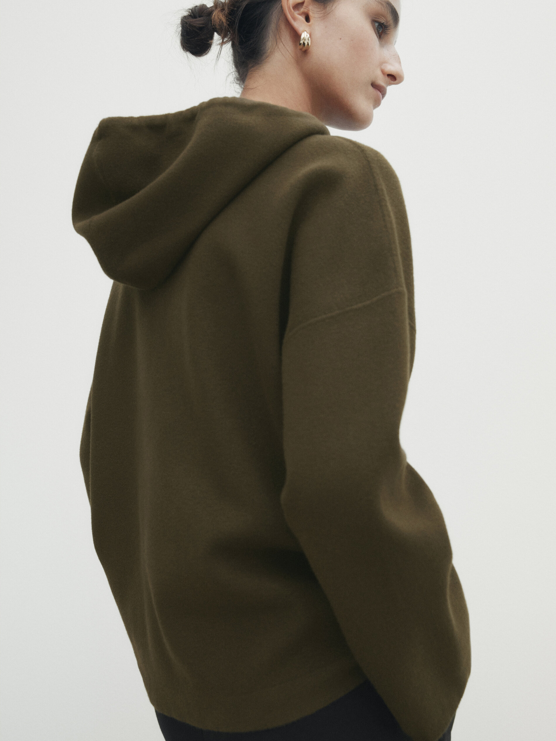 Hooded cape style knit sweater