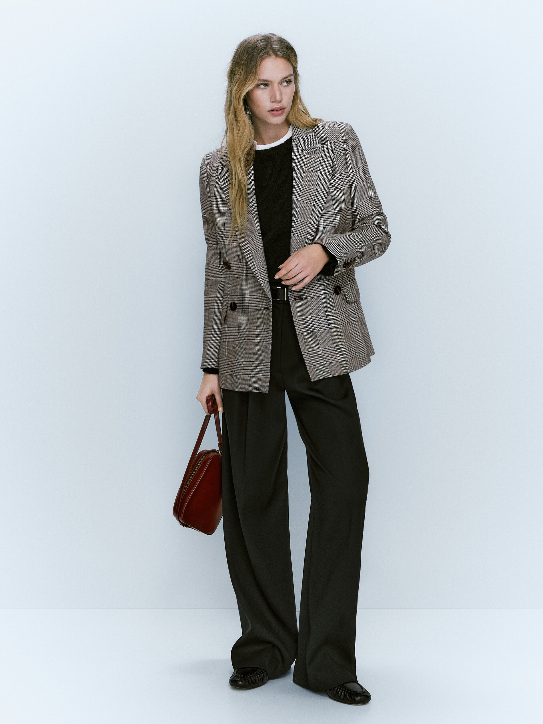 Double breasted check blazer