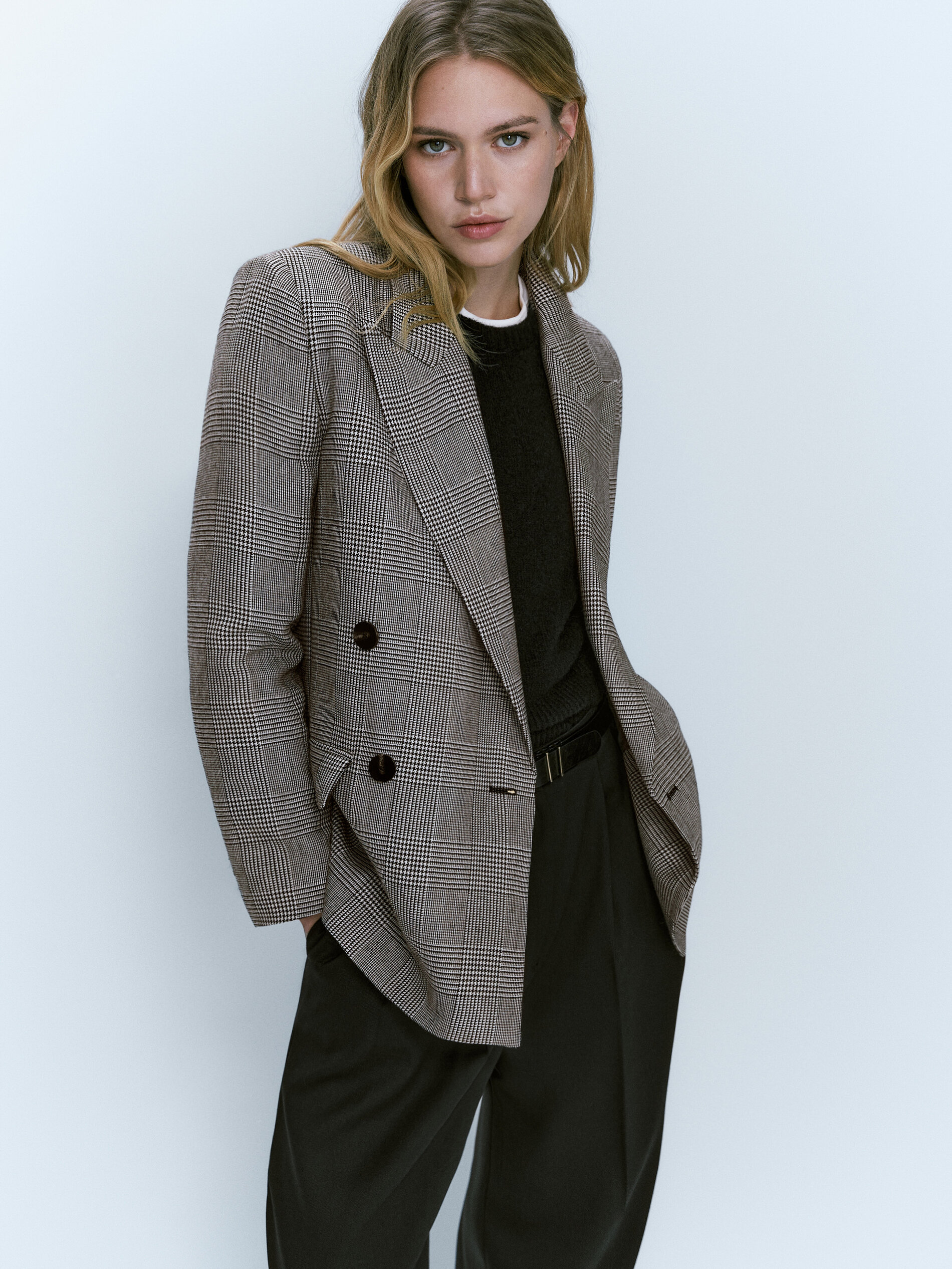Massimo dutti checked best sale blazer