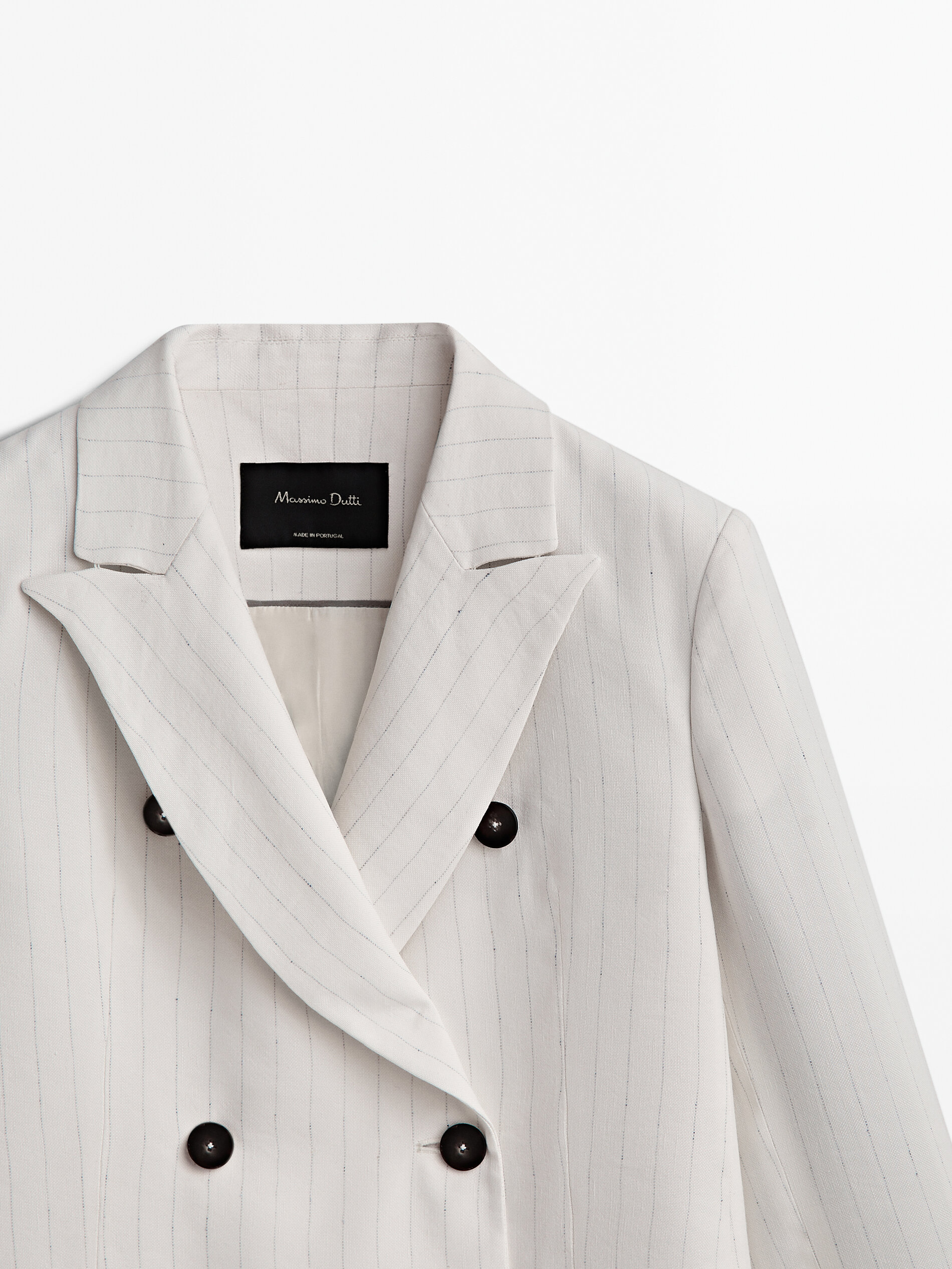 Cream pinstripe blazer top