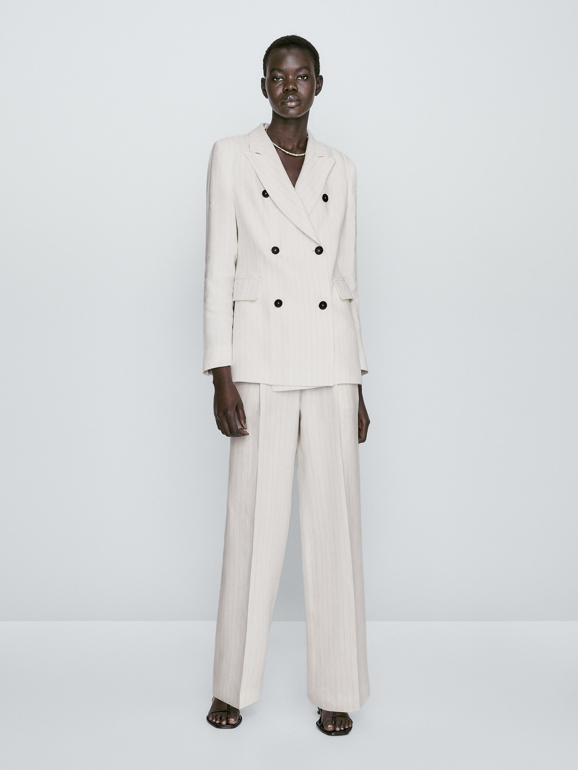 Zara white double sale breasted blazer