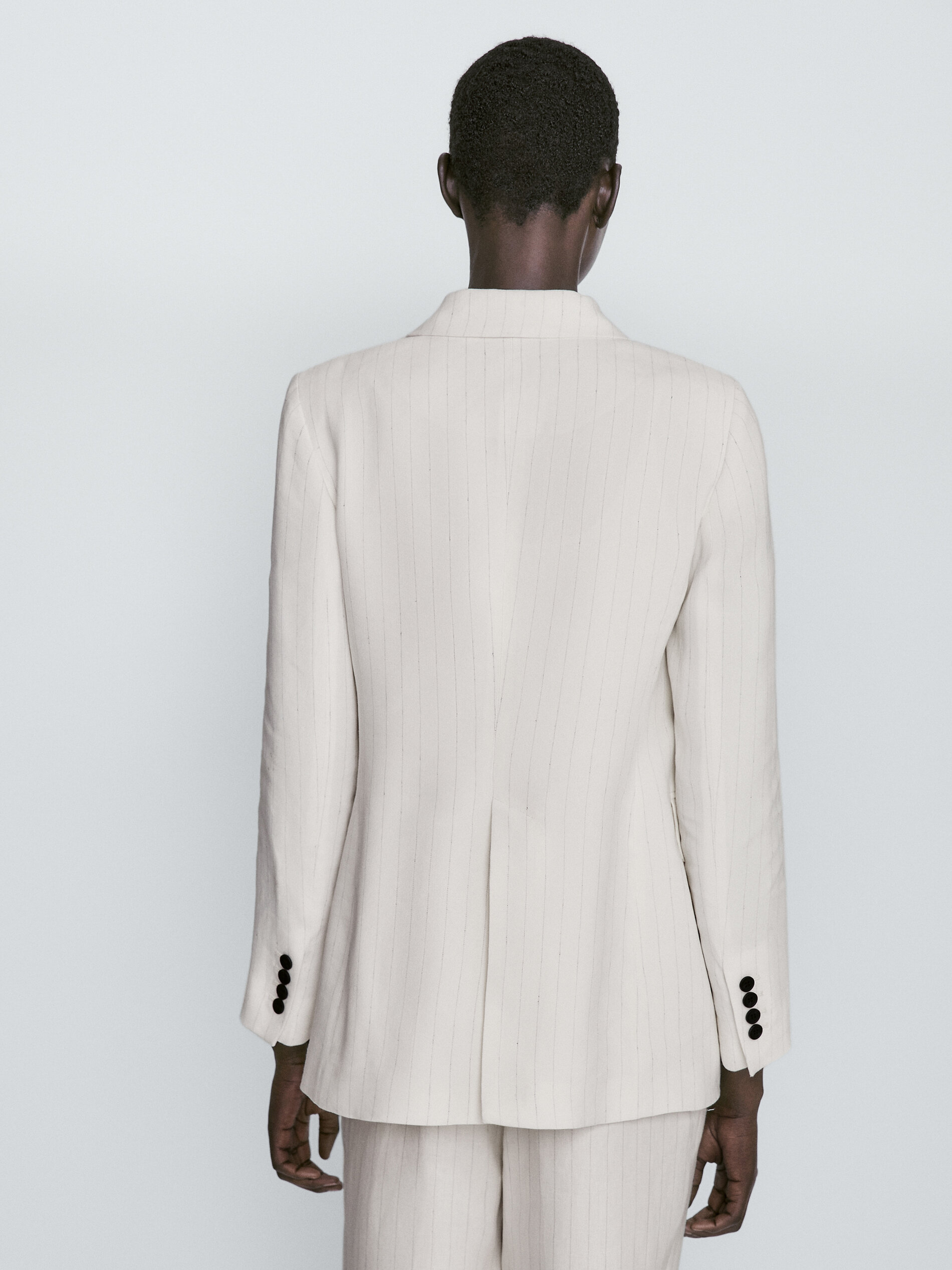 Cream pinstripe blazer top