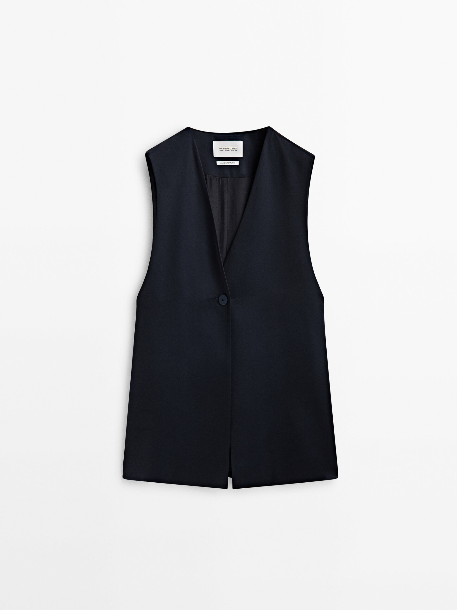 Navy blue long satin waistcoat · Navy Blue · Suit / Smart