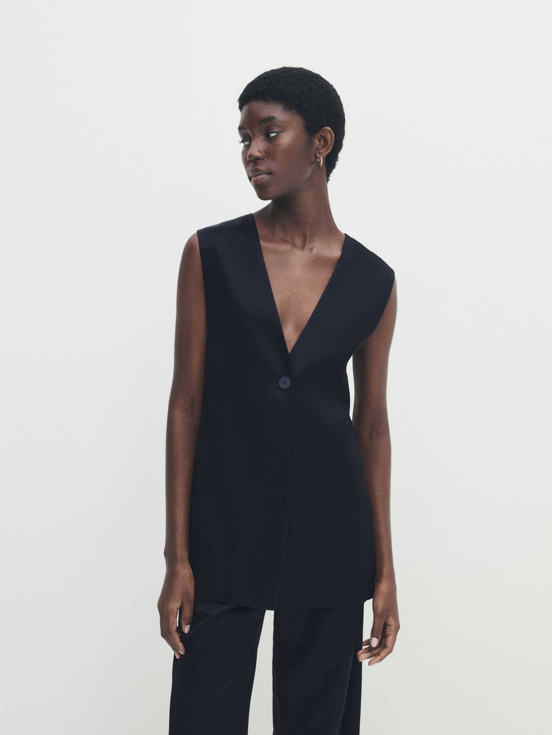 Navy blue long satin waistcoat Navy Blue Suit Smart