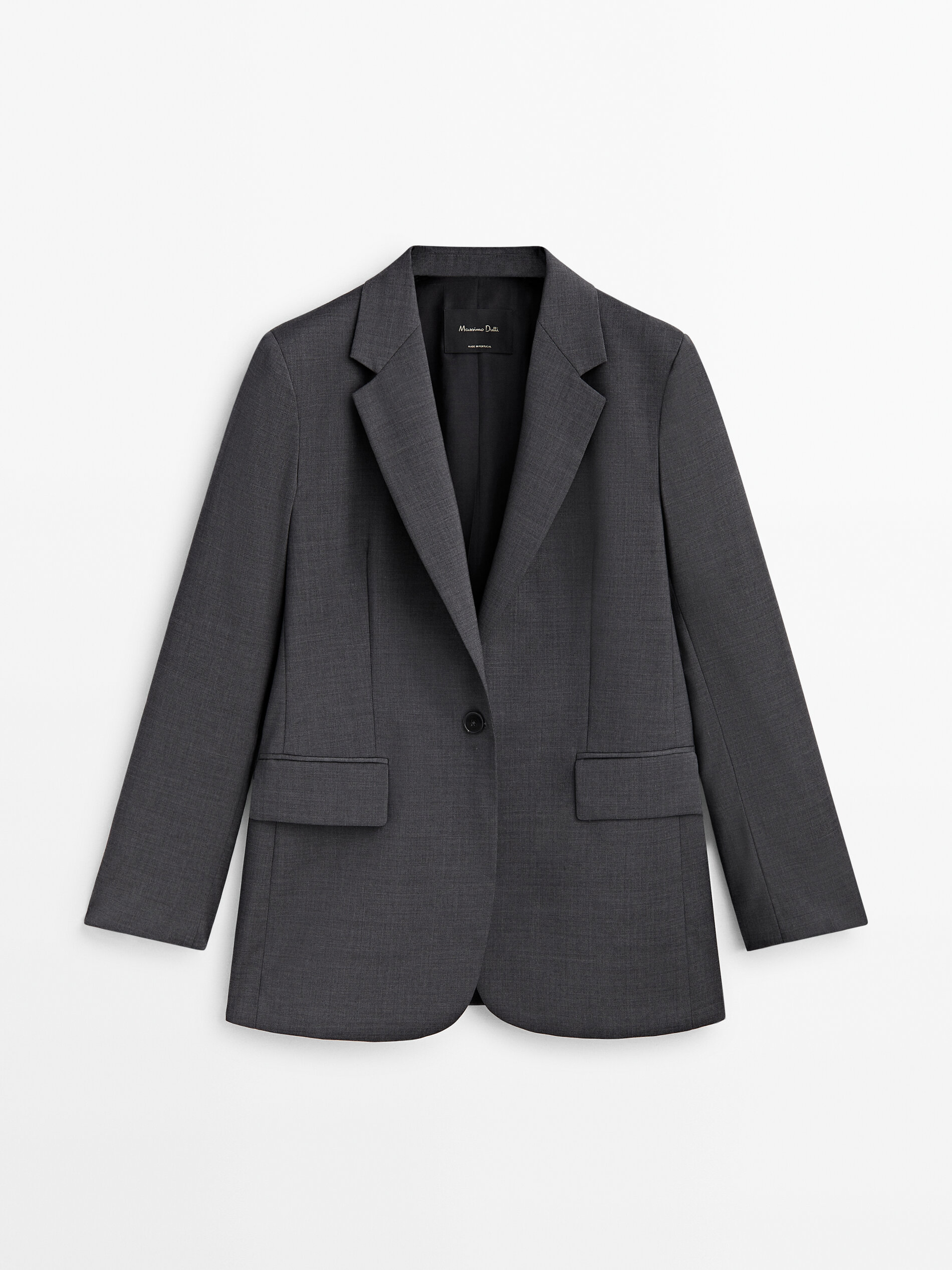 Grey wool blazer top