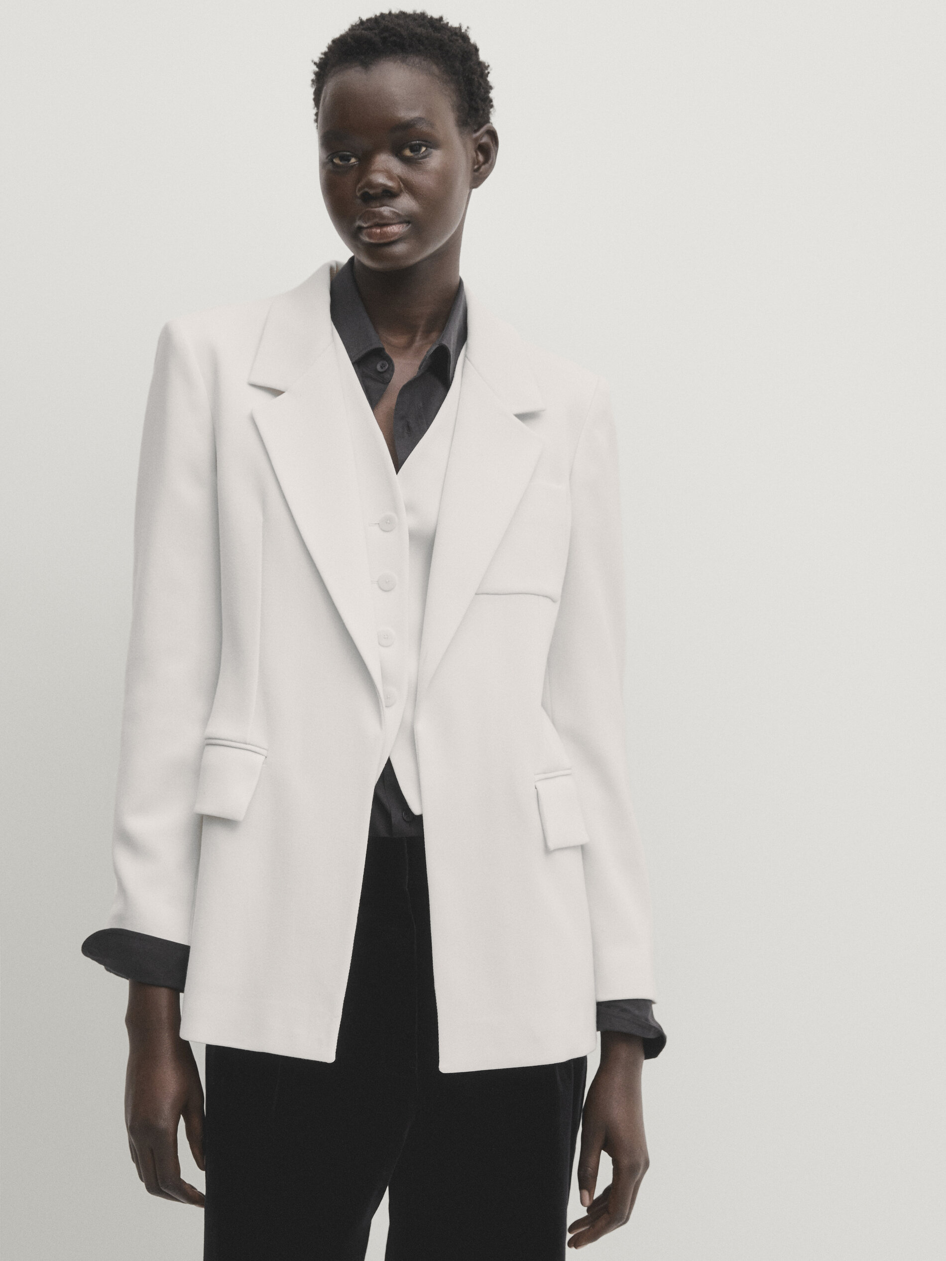 Massimo dutti white blazer outlet