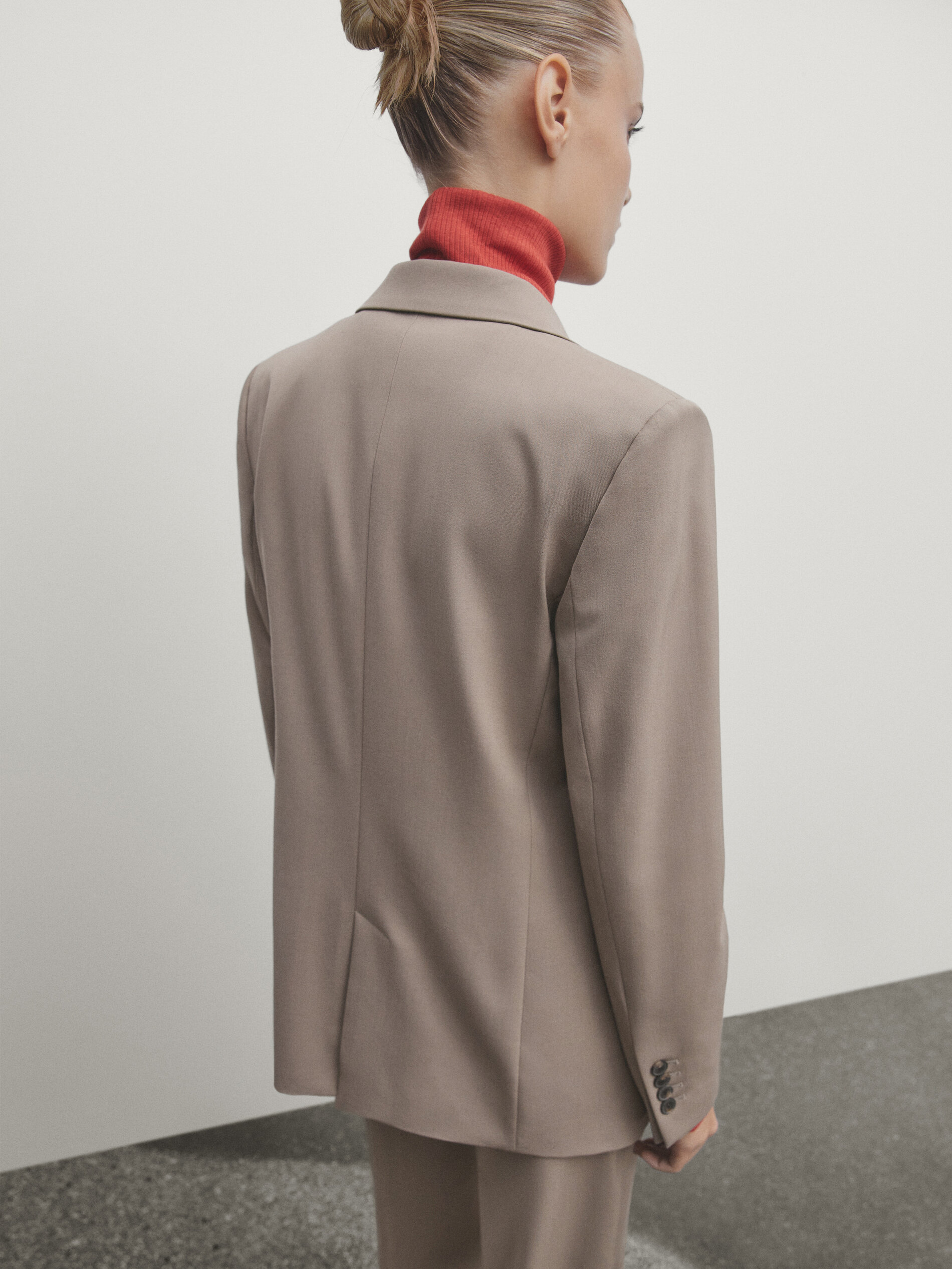 False double breasted blazer Mink Dressy Massimo Dutti