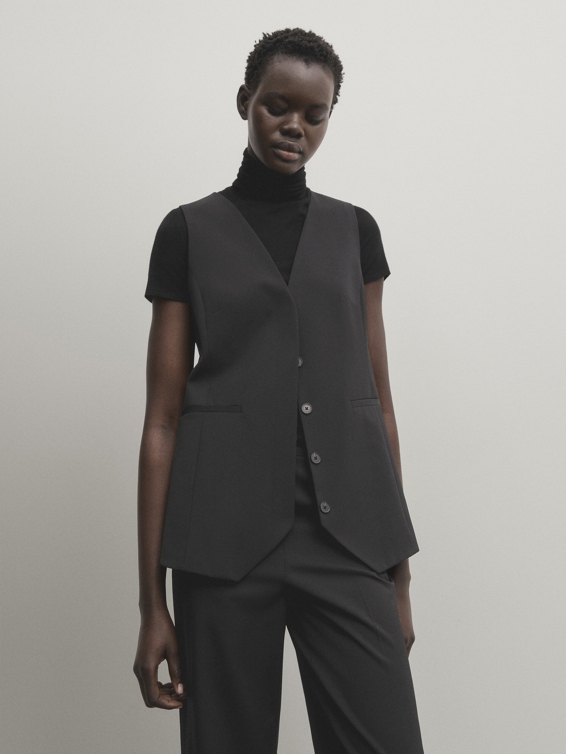 Long black new arrivals waistcoat