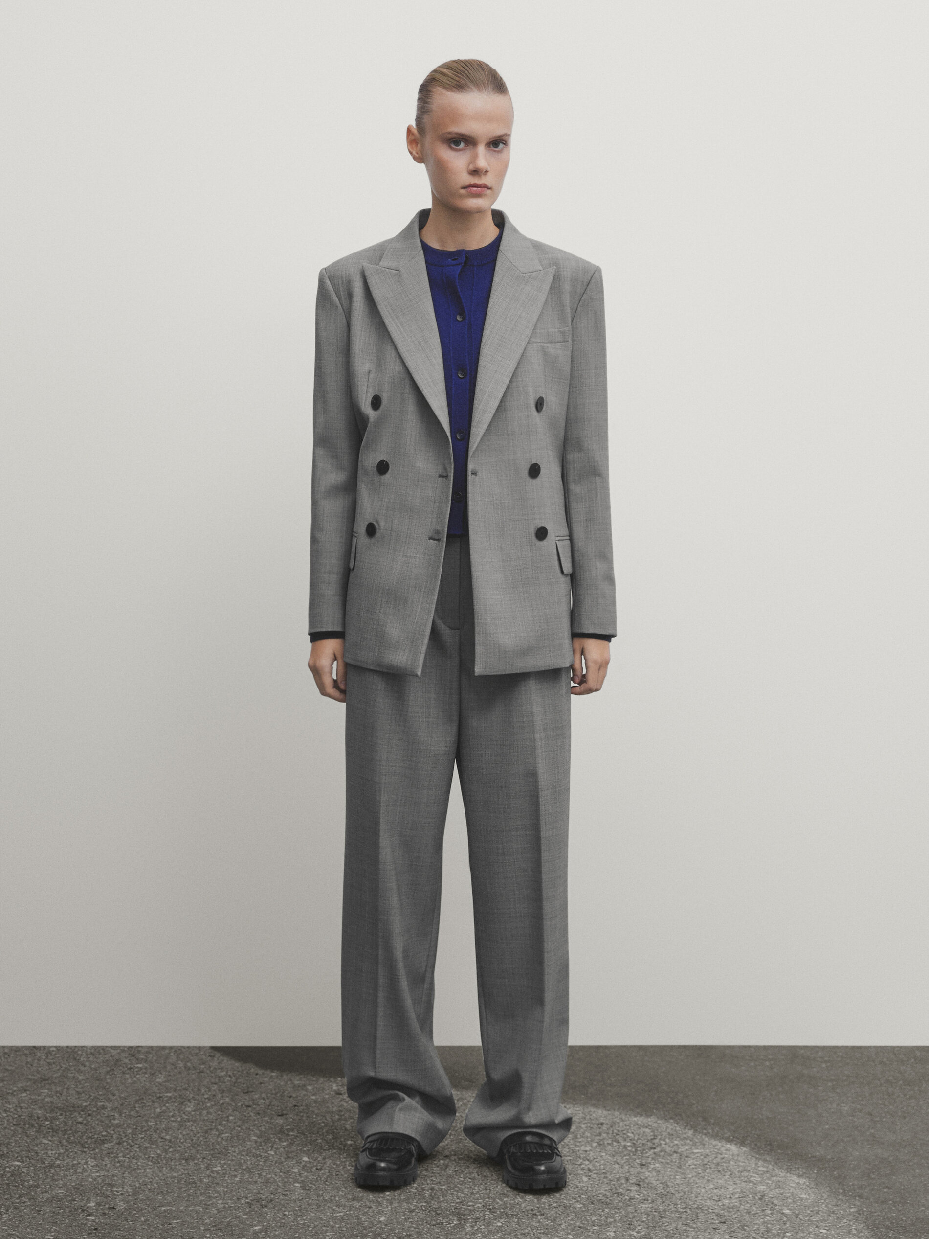 Massimo dutti grey blazer cheap