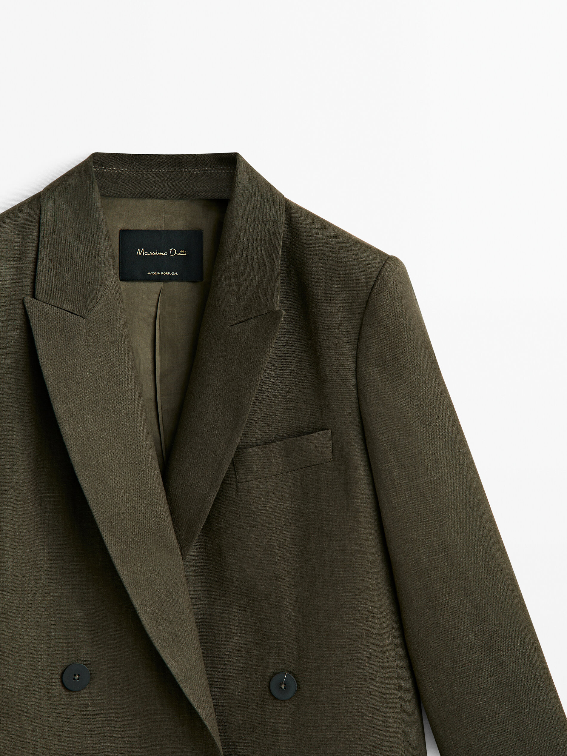 False double breasted 100 linen suit blazer Grey Dressy