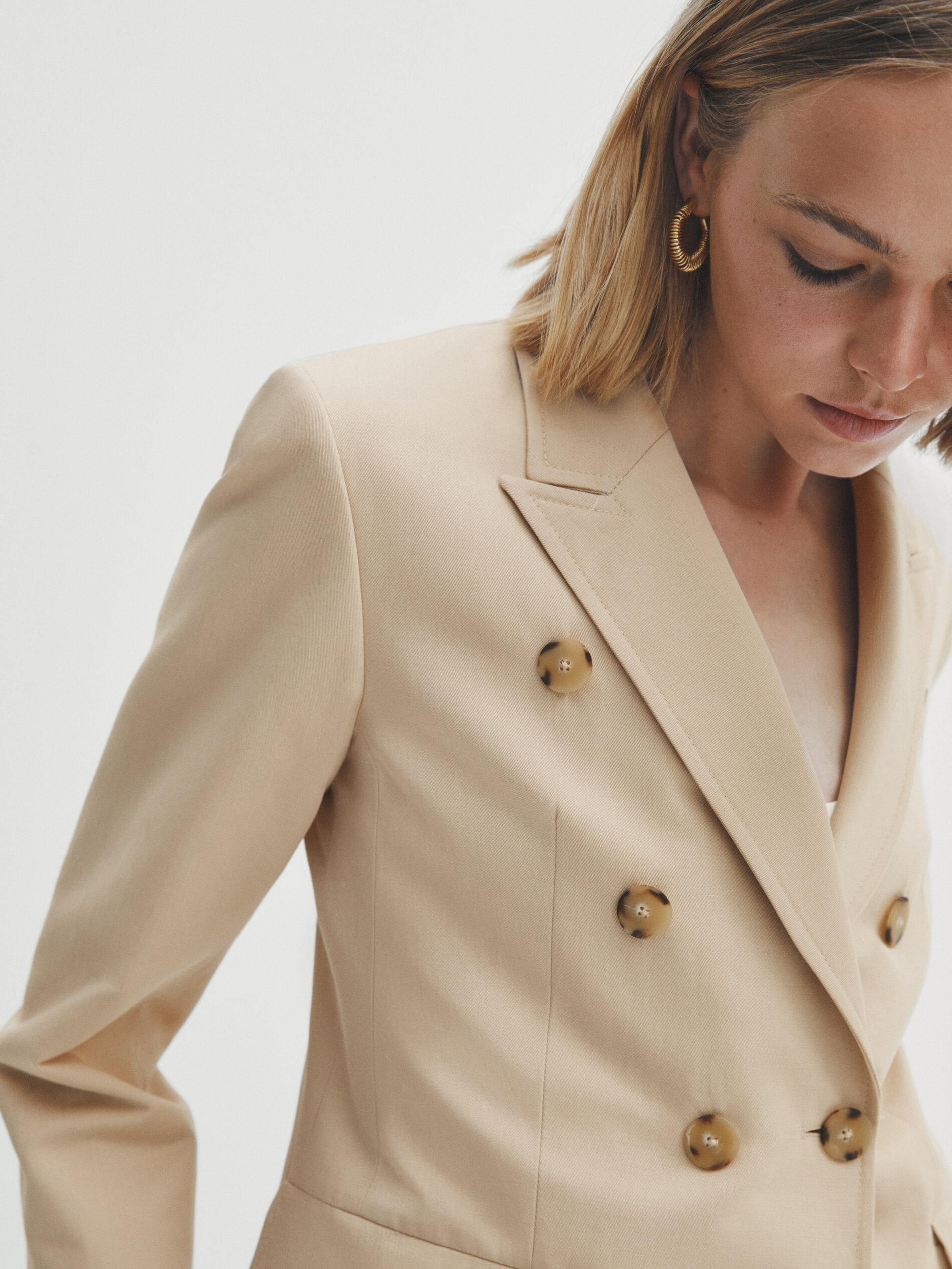 Double breasted cotton blazer top
