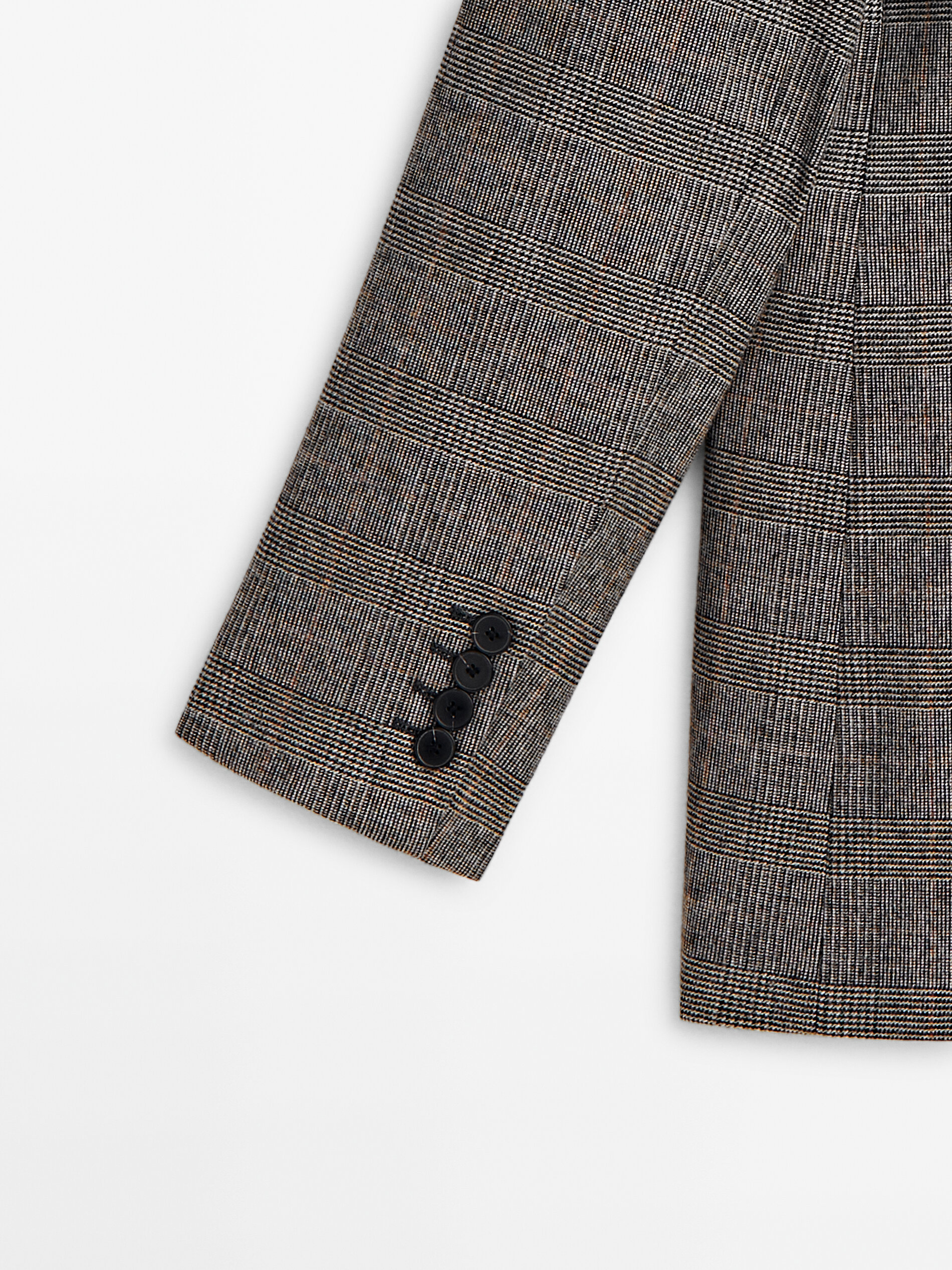Check blazer with pockets Grey Dressy Massimo Dutti