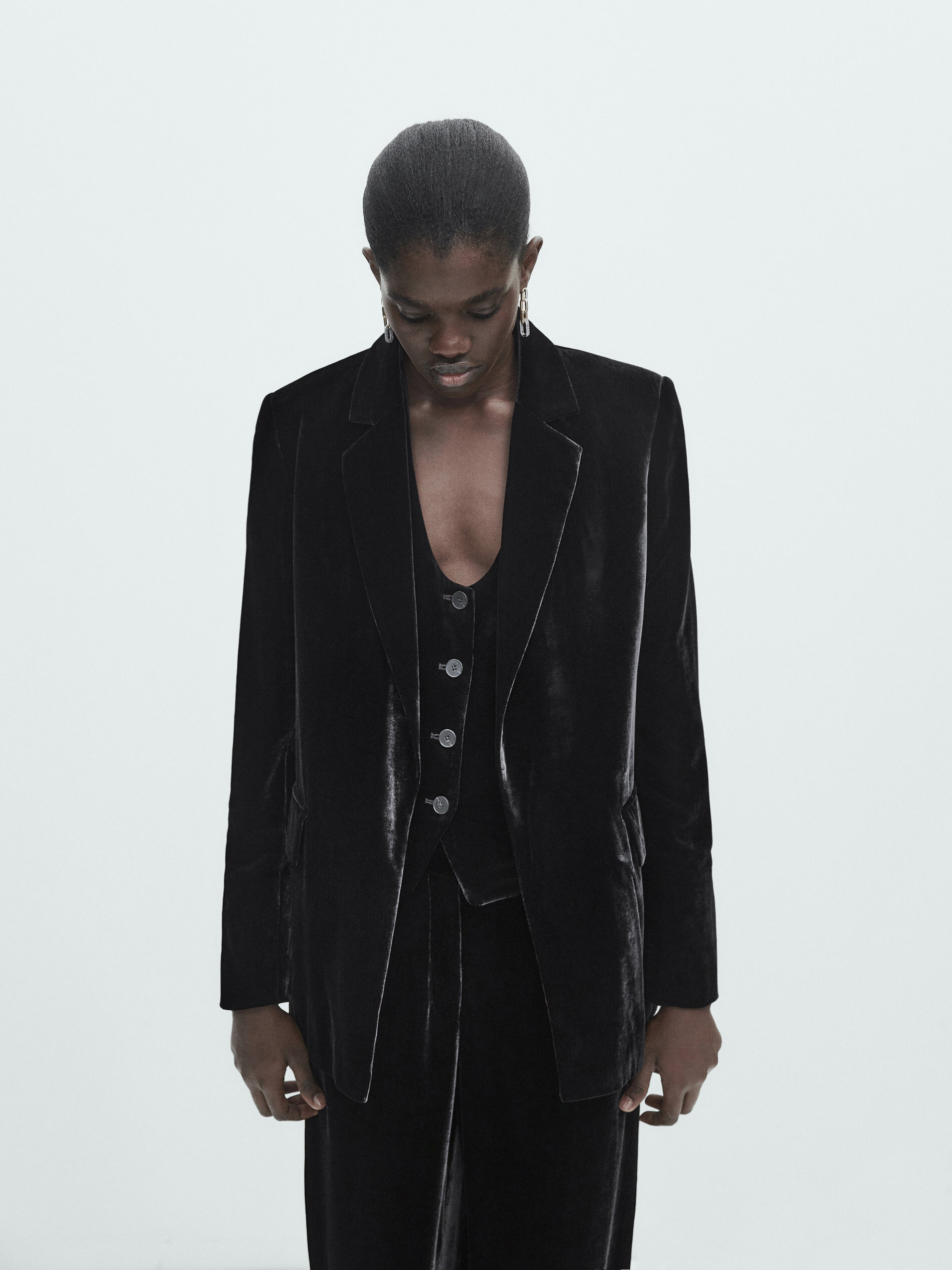 Velvet blazer cheap massimo dutti