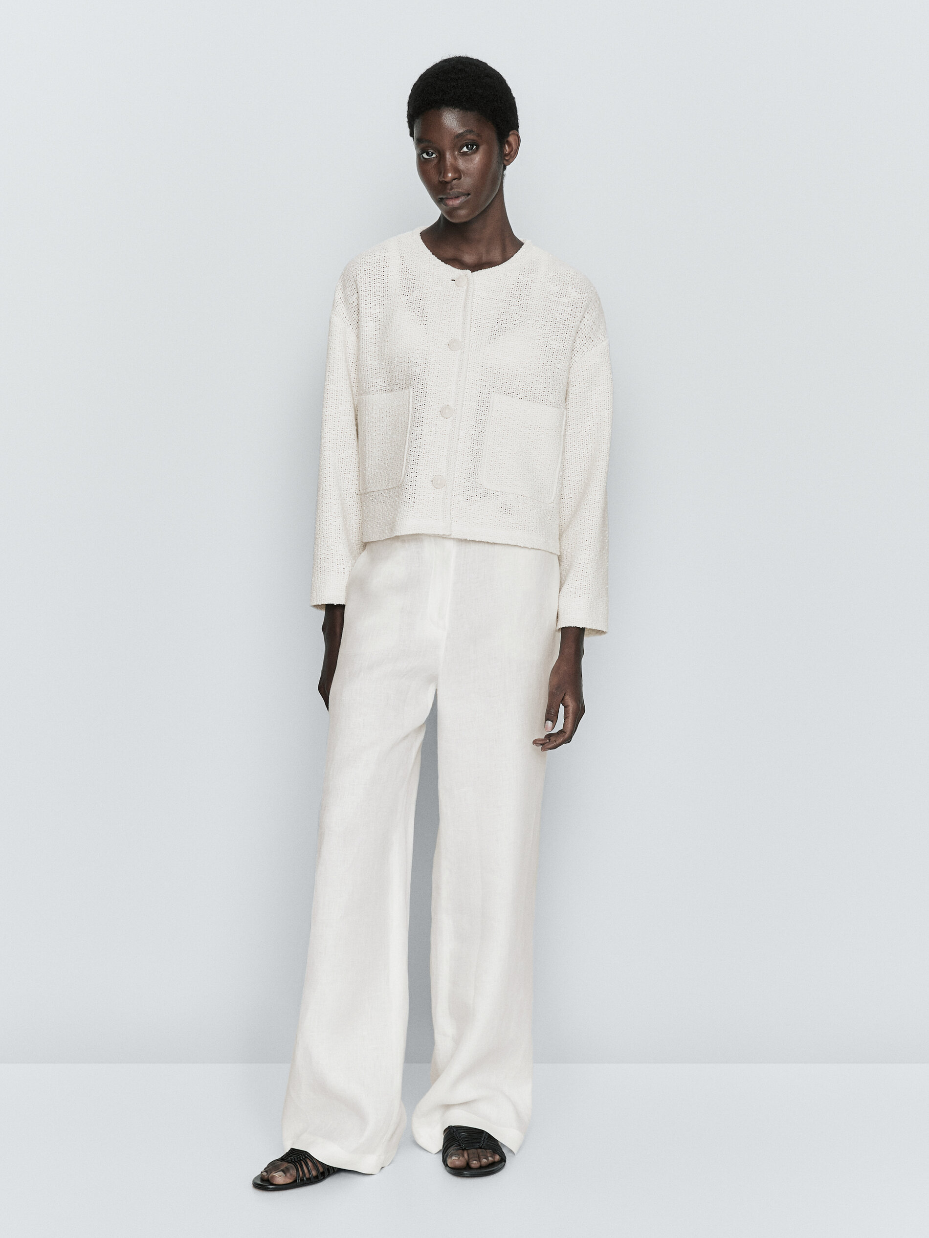 Cropped textured jacket