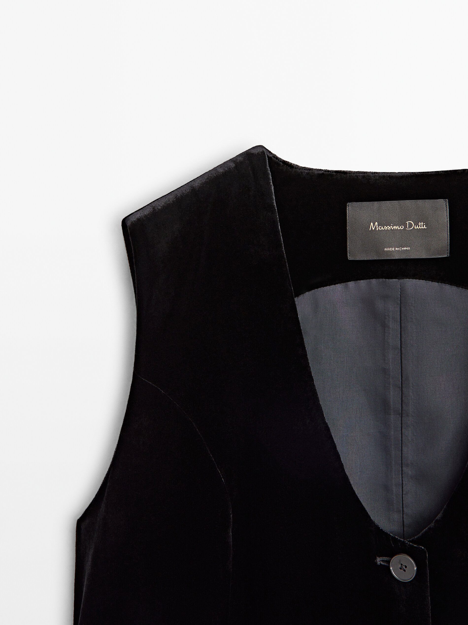 Velvet suit waistcoat Black Dressy Massimo Dutti