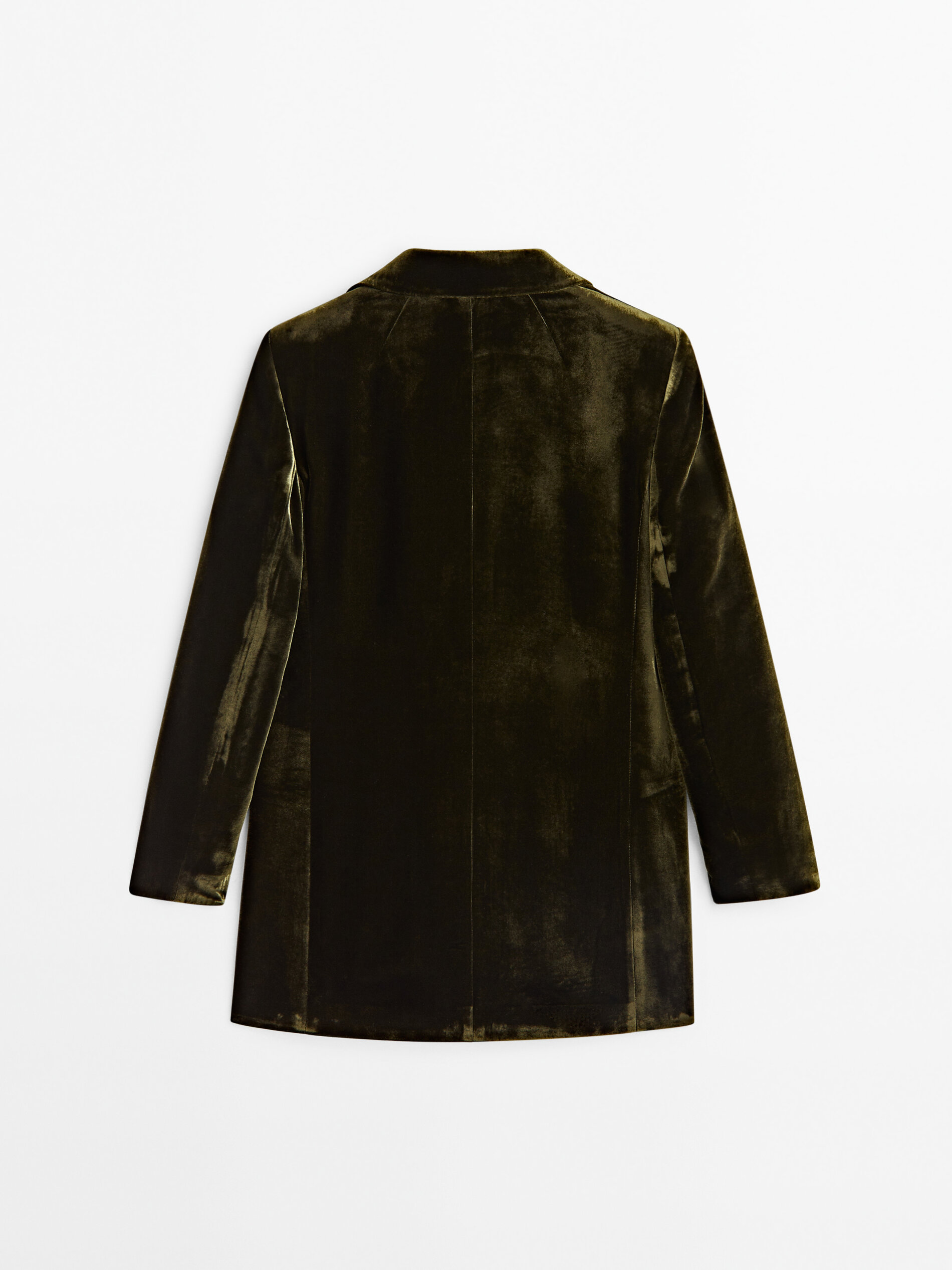 Single button velvet suit blazer Olive Dressy Massimo Dutti