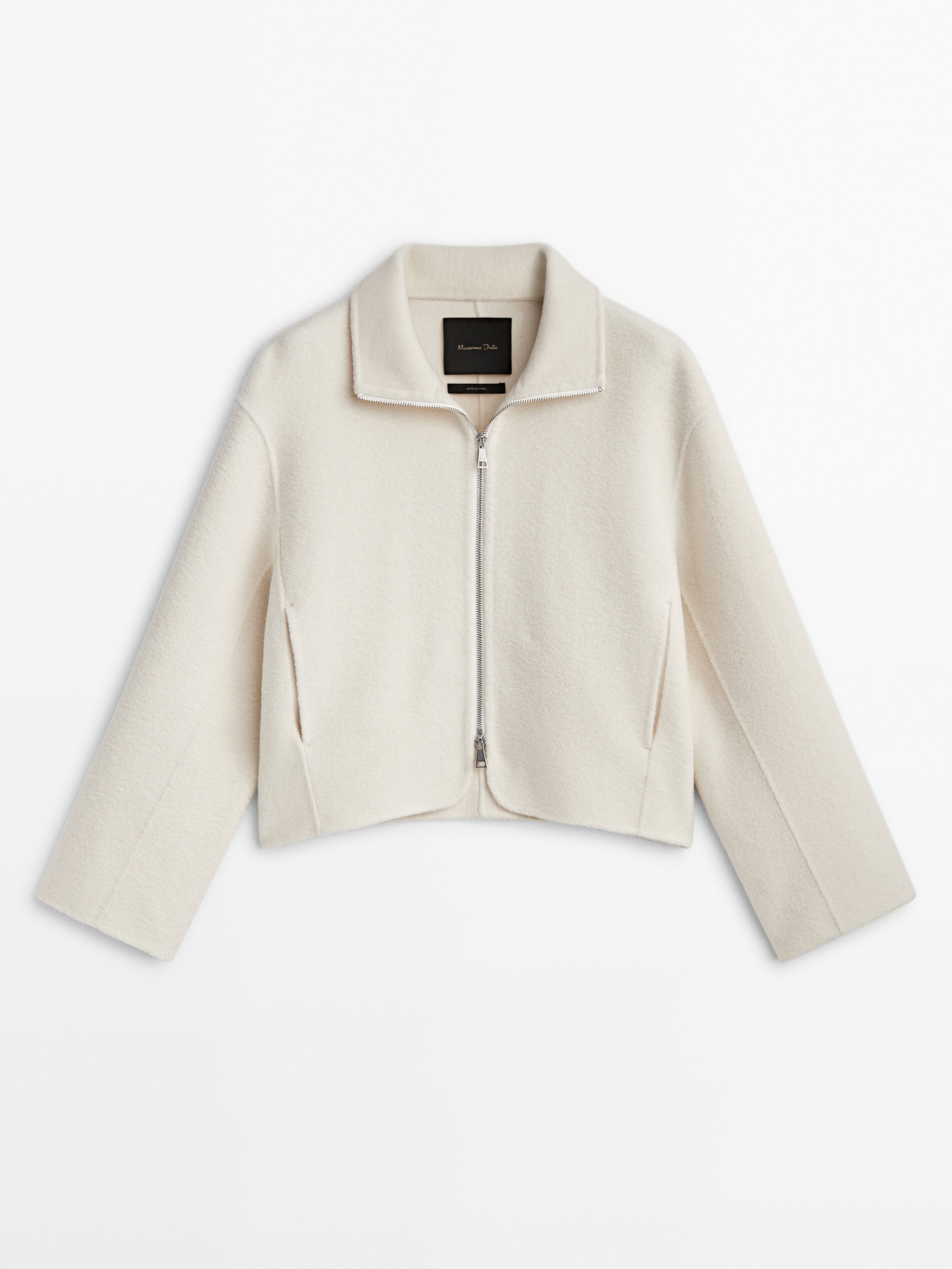 100 wool short jacket with zip