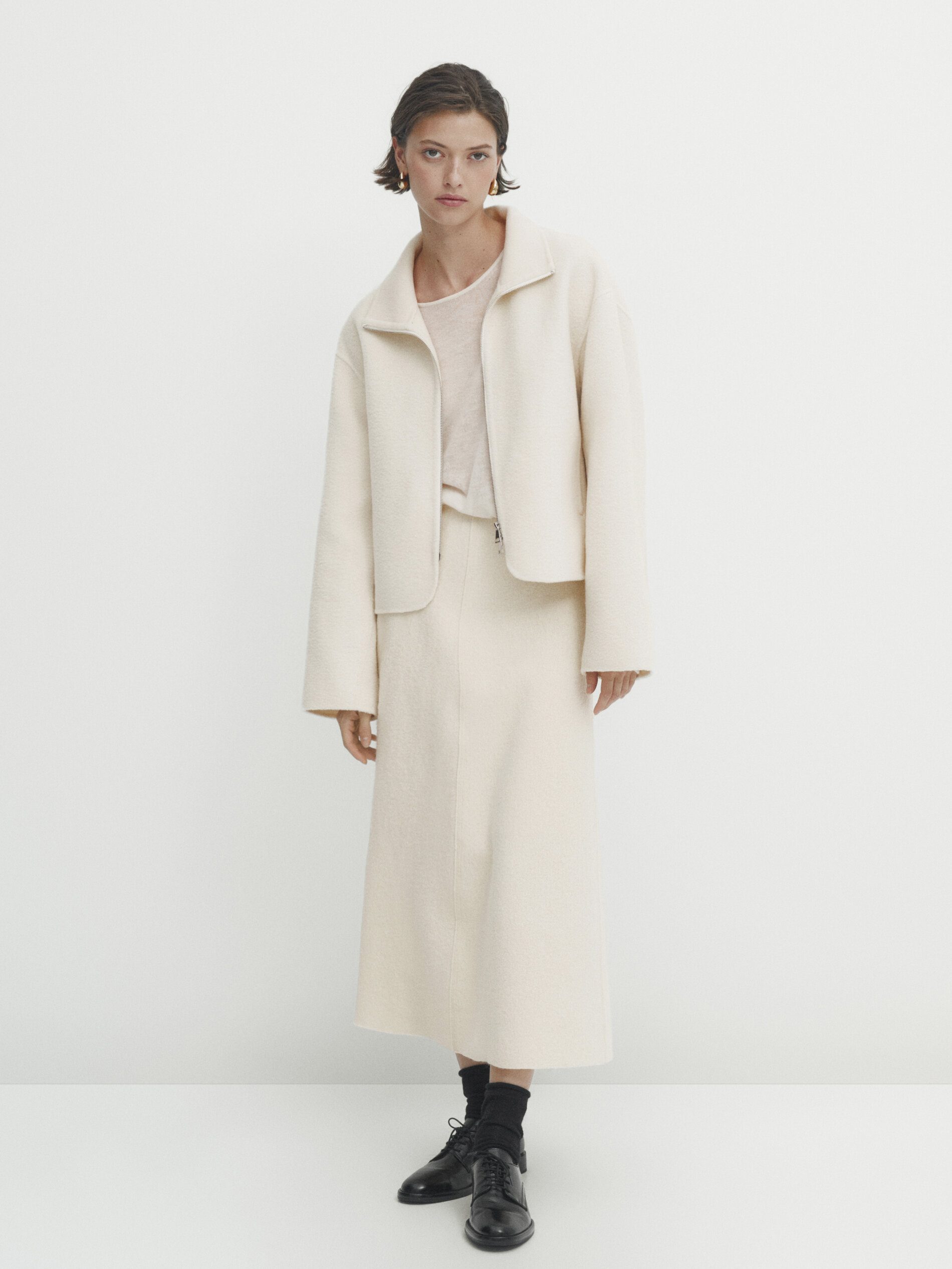 Massimo dutti cream coat top