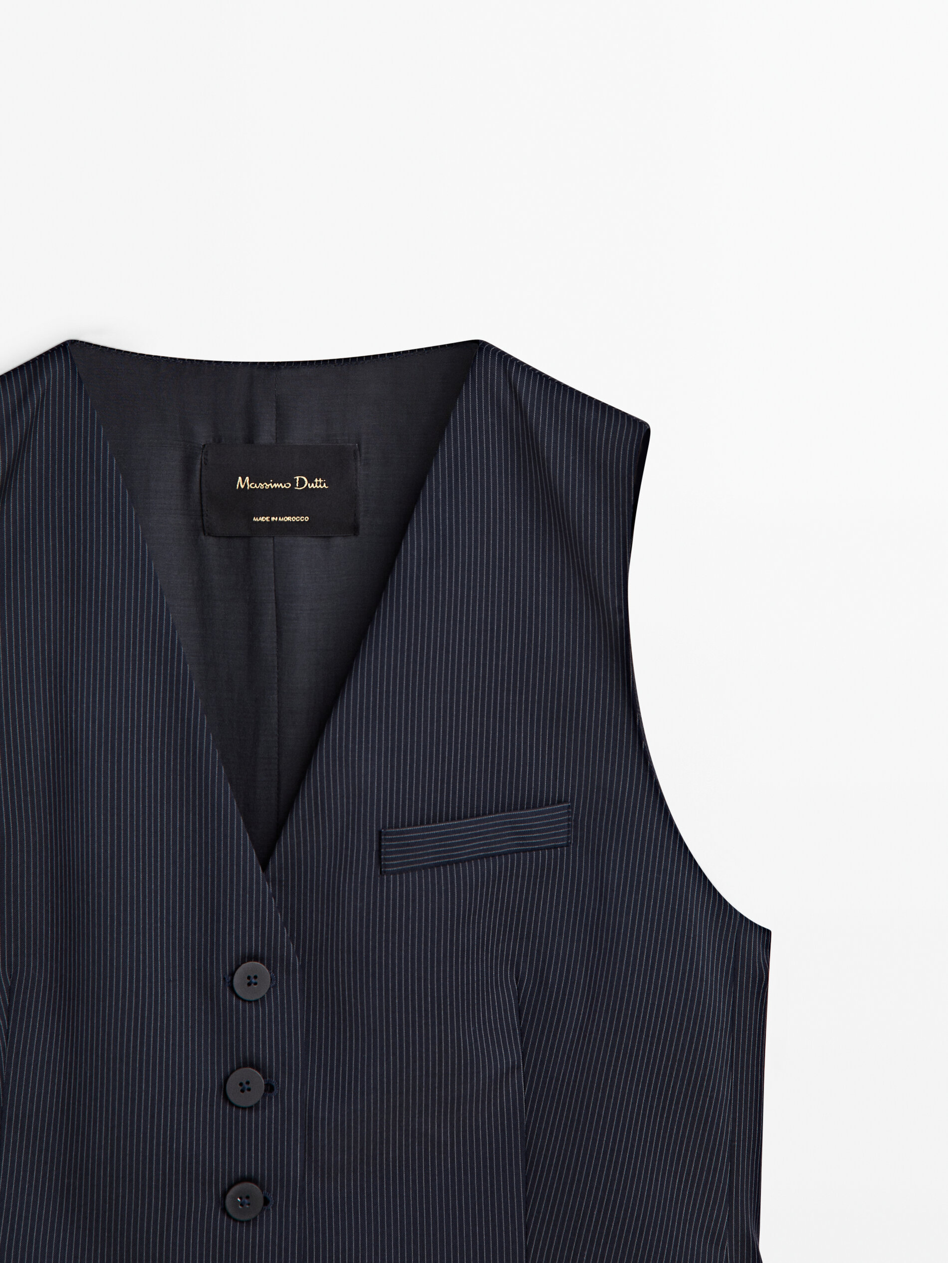 Pinstriped suit waistcoat Navy Blue Dressy Massimo Dutti
