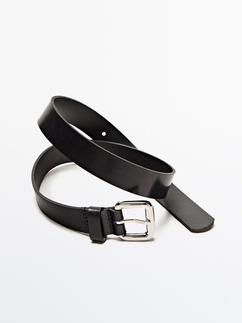 Rectangle Buckle Leather Belt