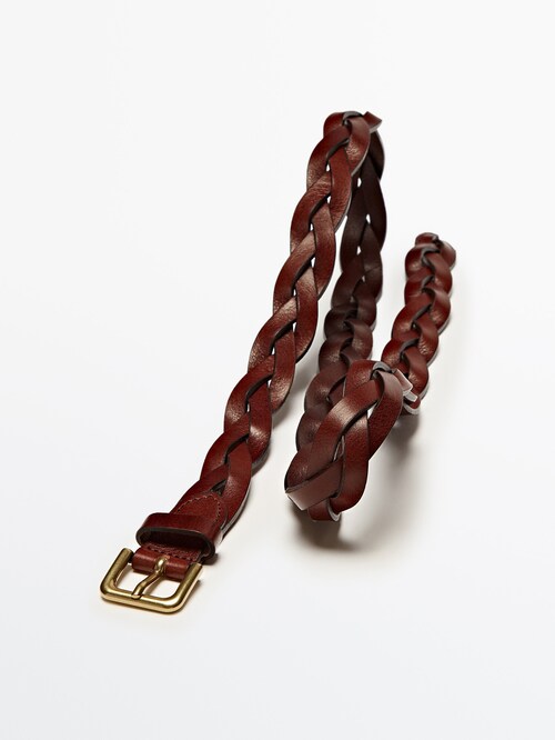 Braided leather belt - Massimo Dutti