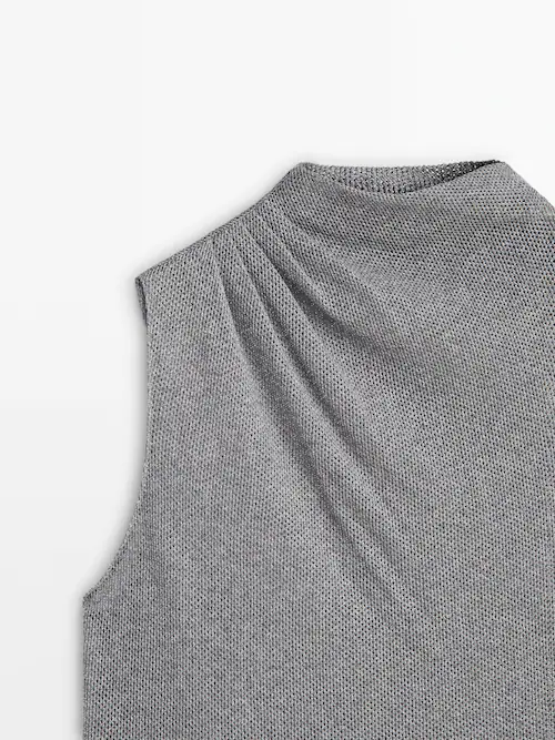 Shimmer top with draped detail · Silver · T-shirts And Polo Shirts |  Massimo Dutti