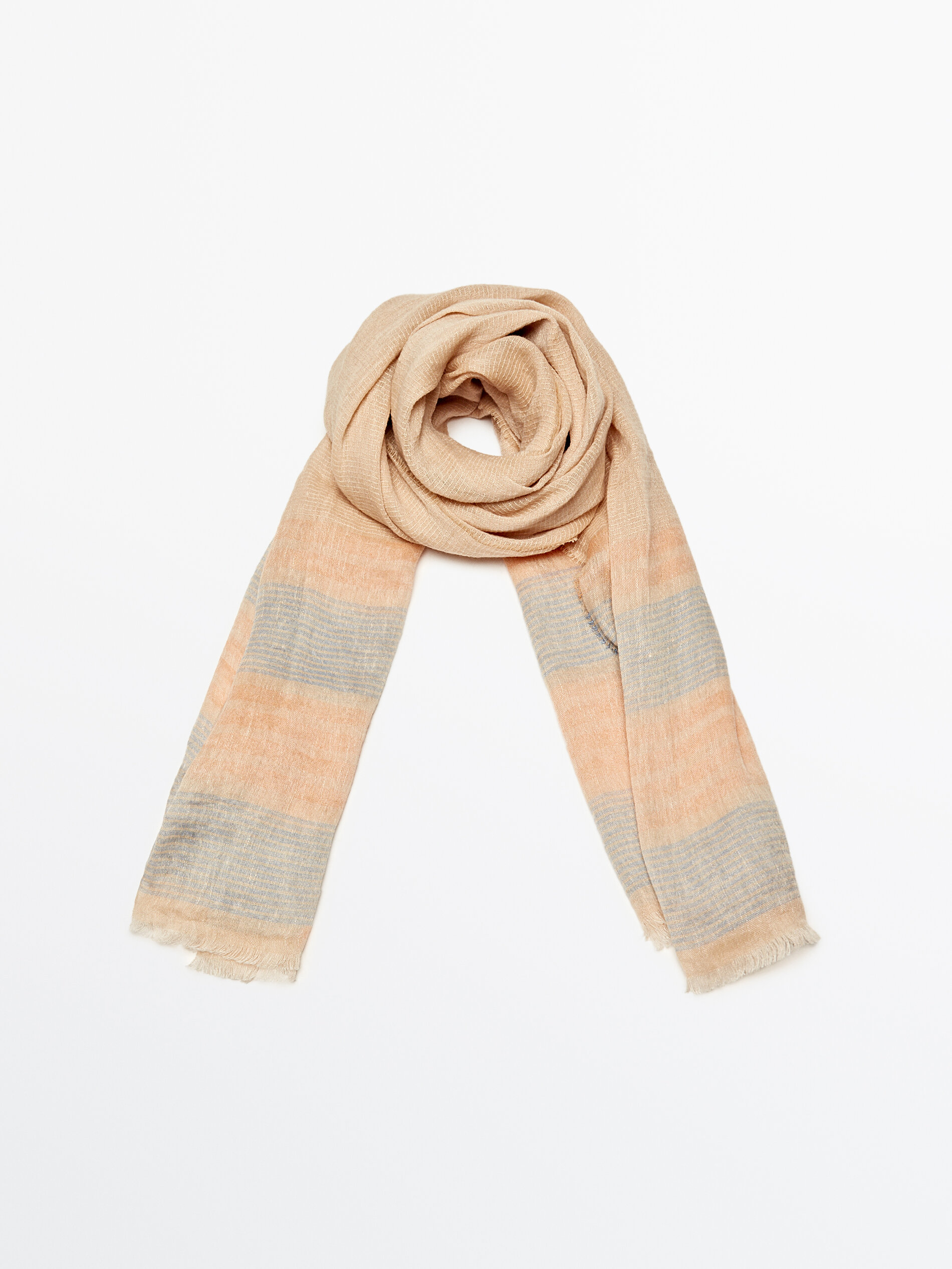 Striped linen blend cotton scarf - Massimo Dutti Honduras